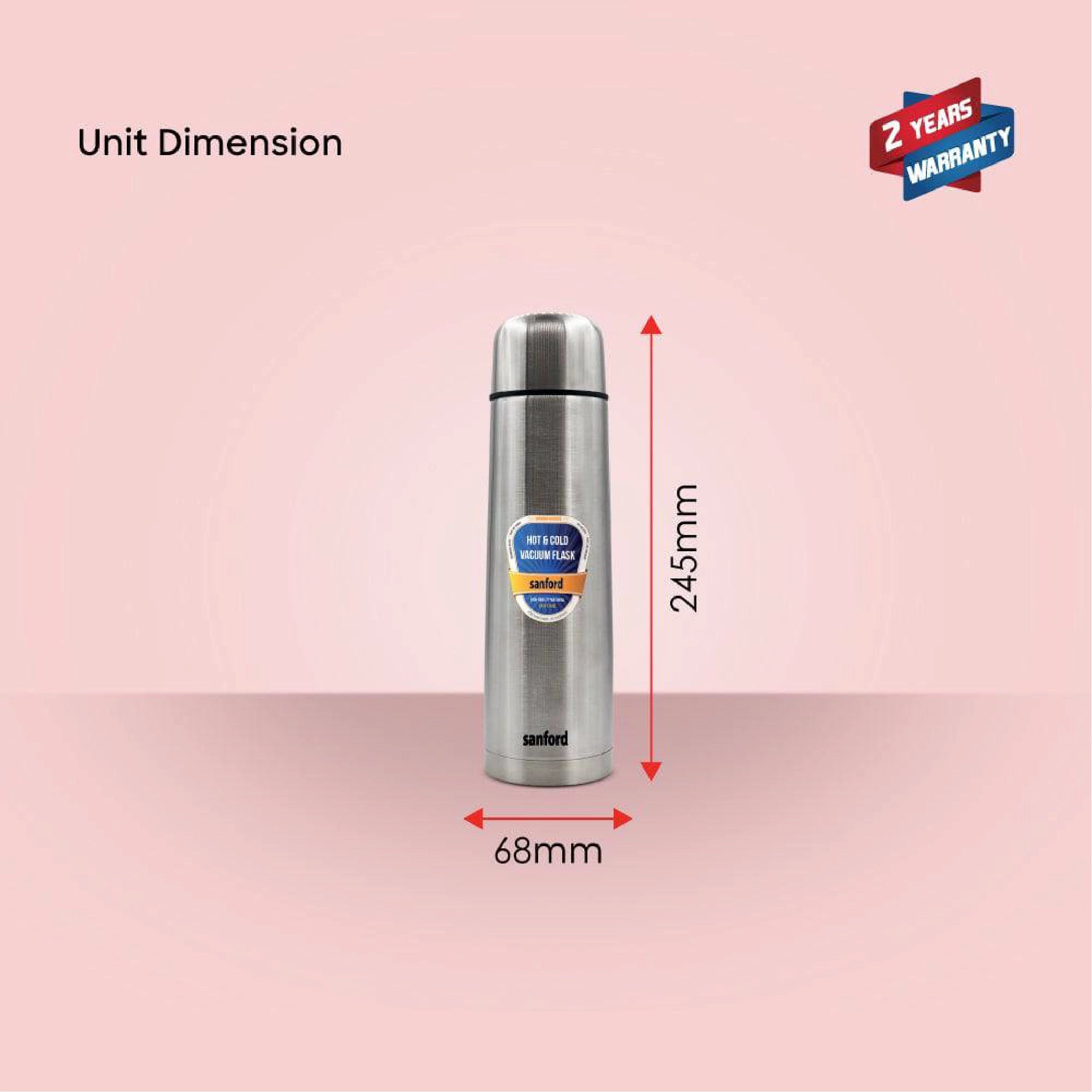 Sanford Vacuum Flask 500ml Stainless Steel, Hot & Cold 24 Hours Retention - SF172SVF Sanford KSA
