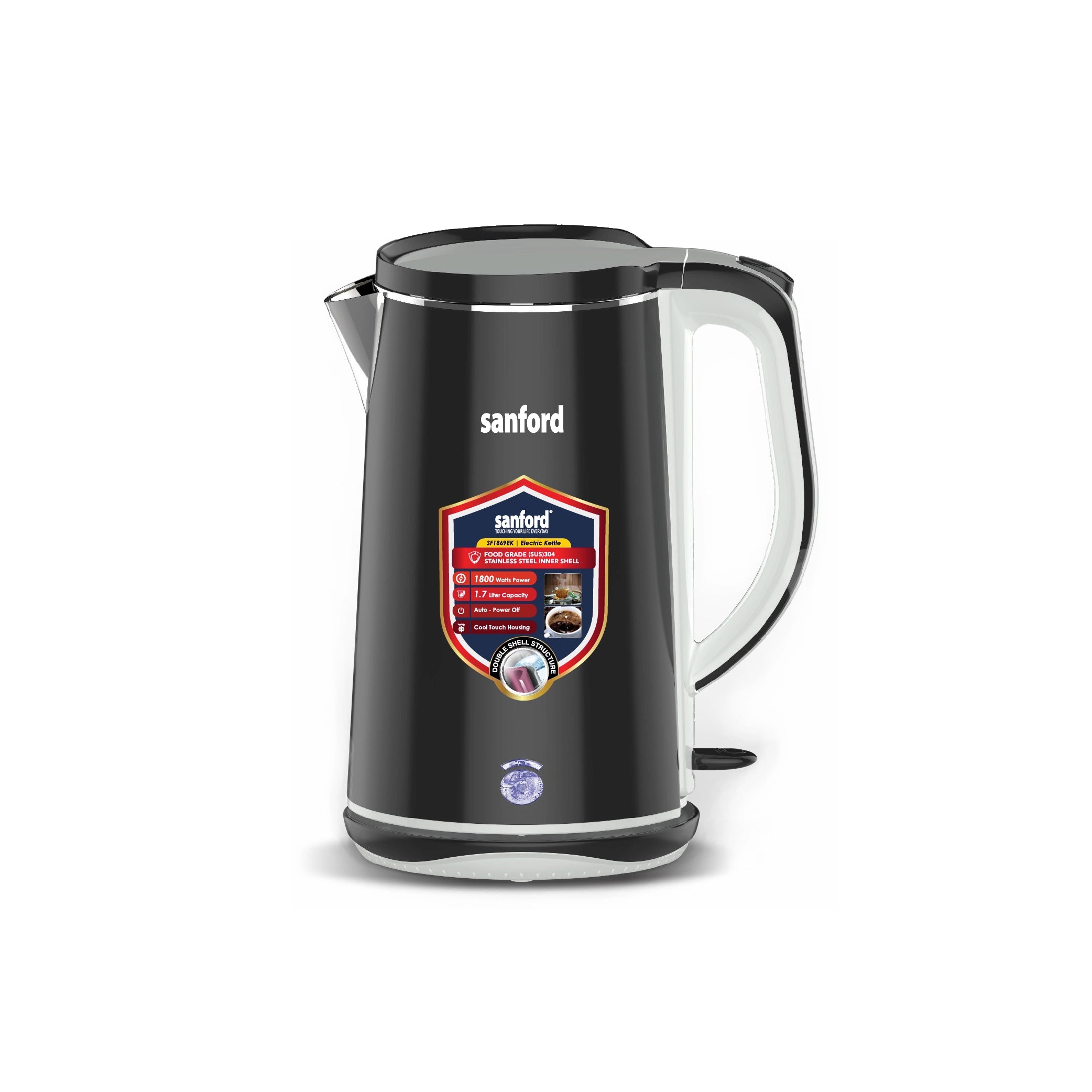 Sanford 1.7L Stainless Steel Electric Kettle 1800W Double-Layer Cool-Touch - SF1869EK Sanford KSA