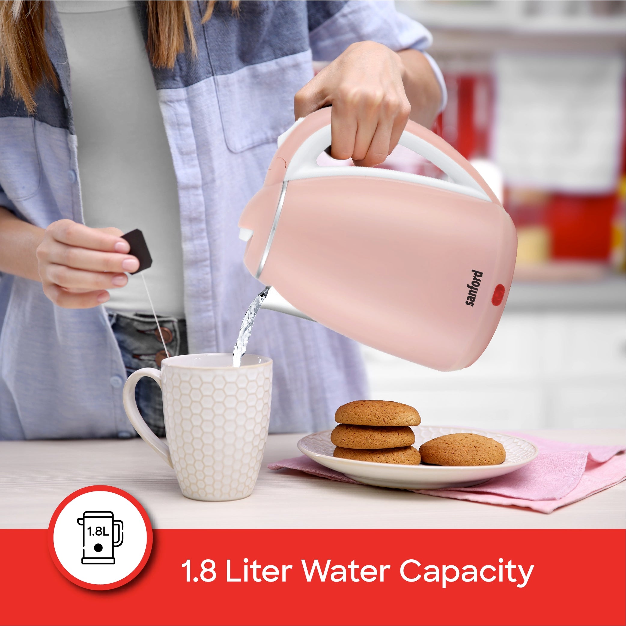 Sanford Electric Kettle with Stainless Steel Inner Shell and Cool Touch Body - SF1880EK Sanford KSA