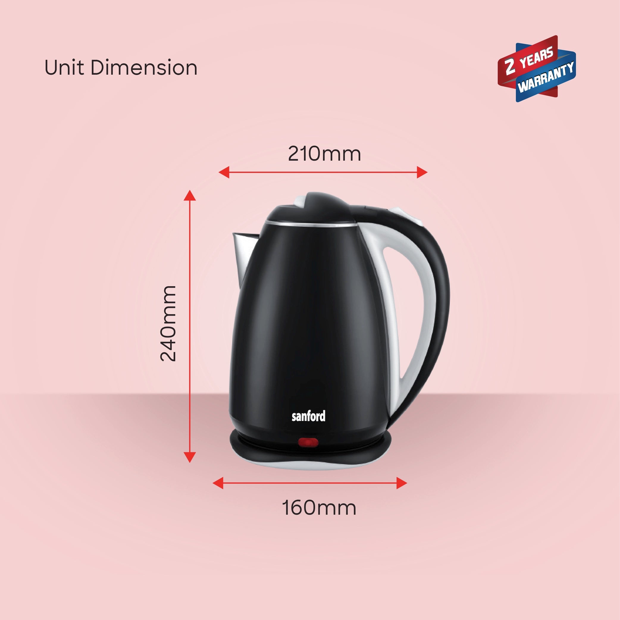 Sanford Electric Kettle with Stainless Steel Inner Shell and Cool Touch Body - SF1880EK Sanford KSA