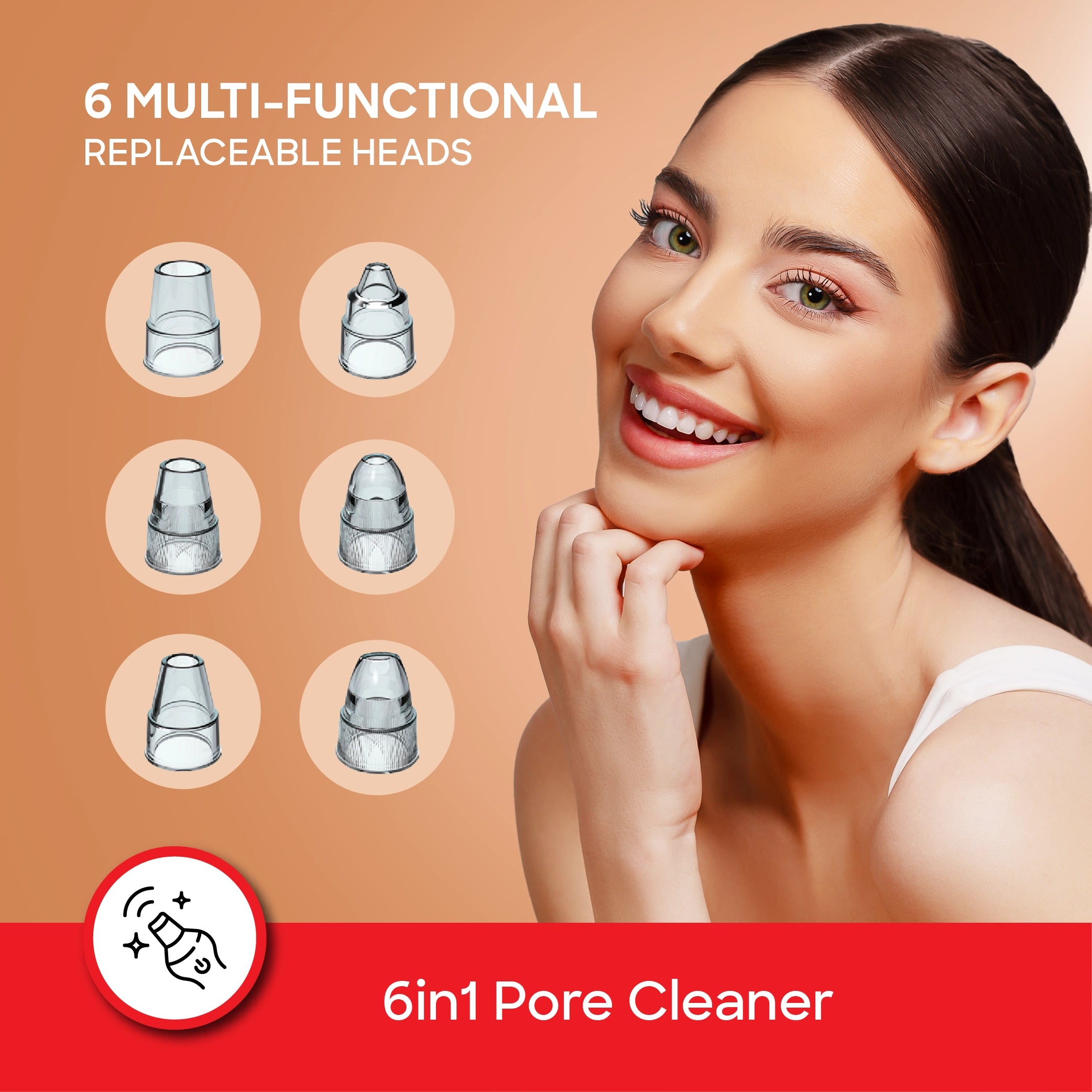 Sanford Pore Cleaner with 6 Replaceable Heads for Deep Facial Care - SF1905PC Sanford KSA