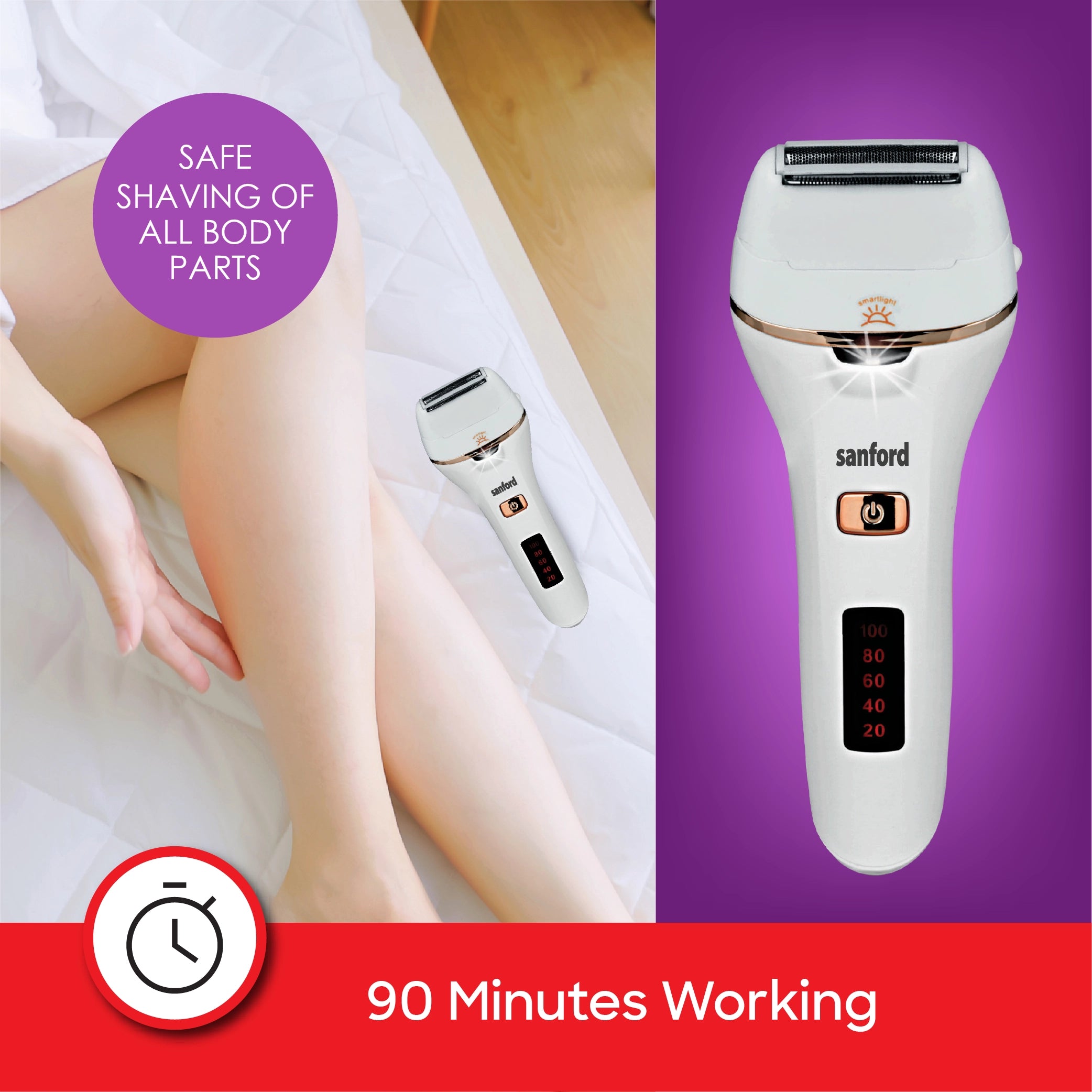 Sanford 4-in-1 Rechargeable Lady Epilator Grooming System with Precision Heads - SF1918LE Sanford KSA