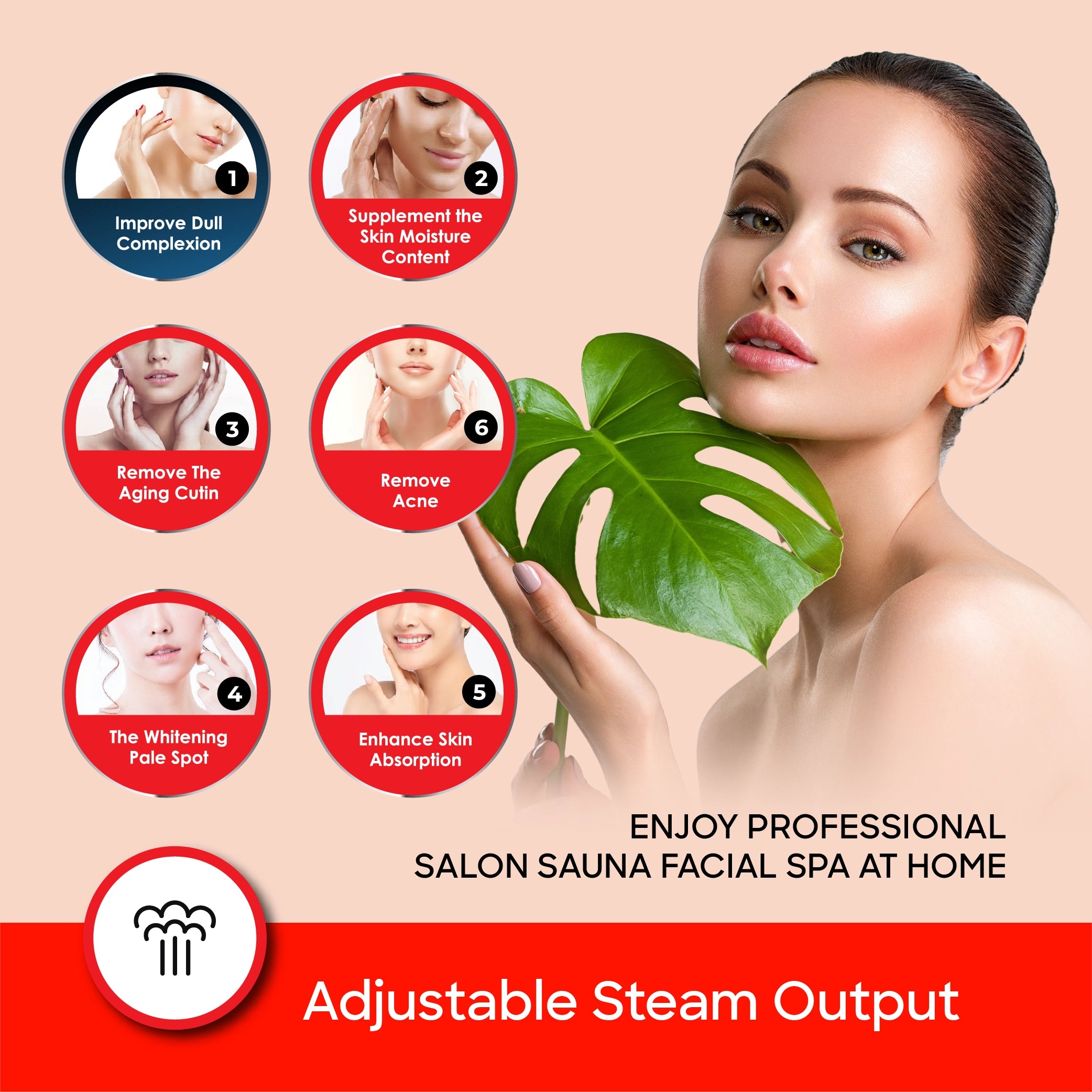 Sanford Facial Sauna 2-in-1 Steamer with Adjustable Steam & Nasal Mask - SF1948FS Sanford KSA