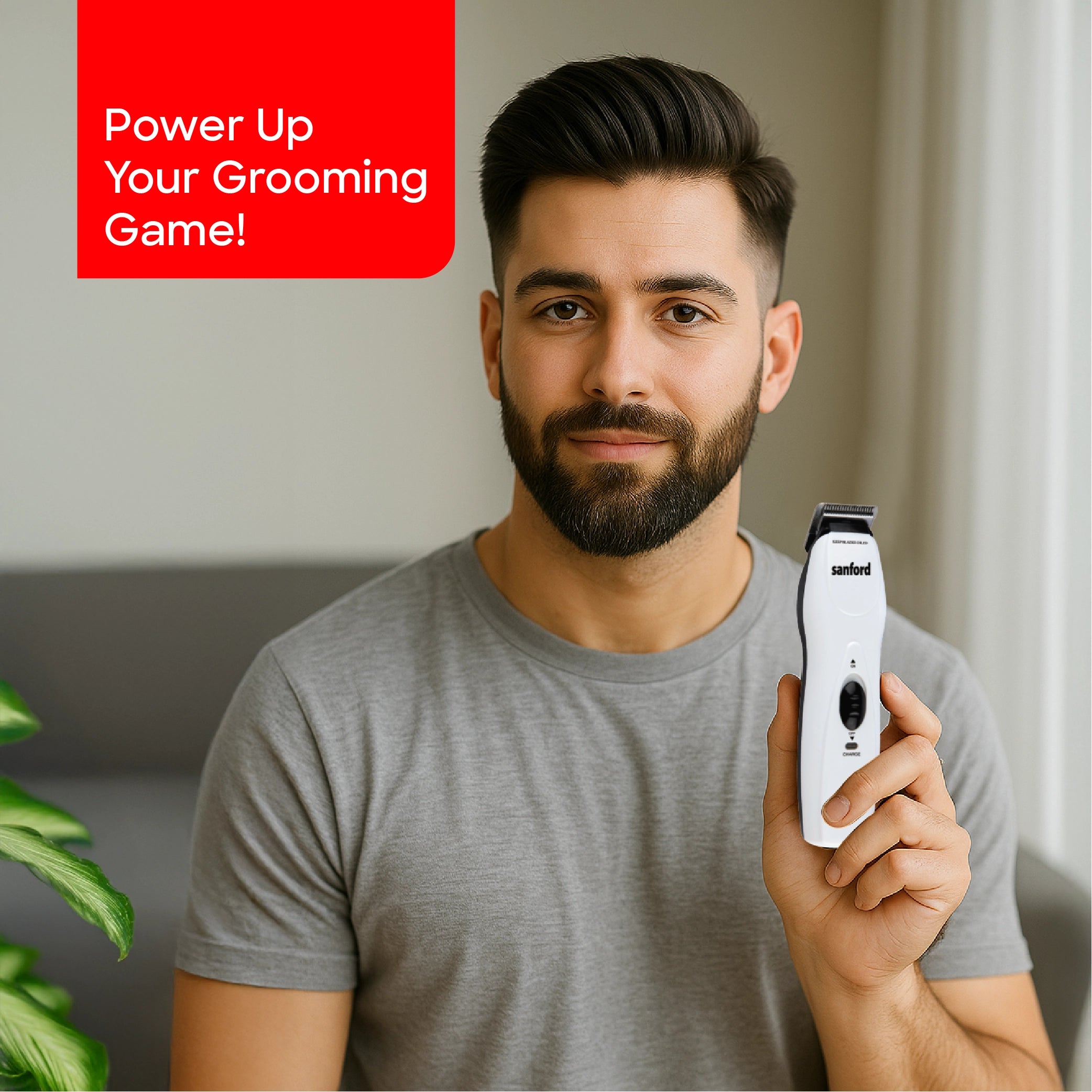 Sanford Hair Trimmer with 75 Min Runtime High-Speed Motor Stainless Steel Cutting Blade and Smooth Finish - SF1950HC Sanford KSA