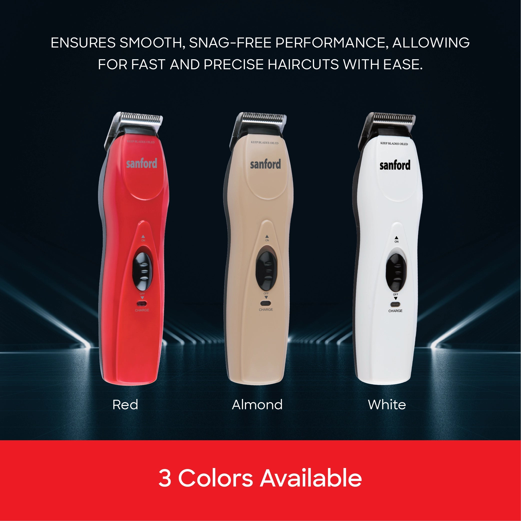 Sanford Hair Trimmer with 75 Min Runtime High-Speed Motor Stainless Steel Cutting Blade and Smooth Finish - SF1950HC Sanford KSA