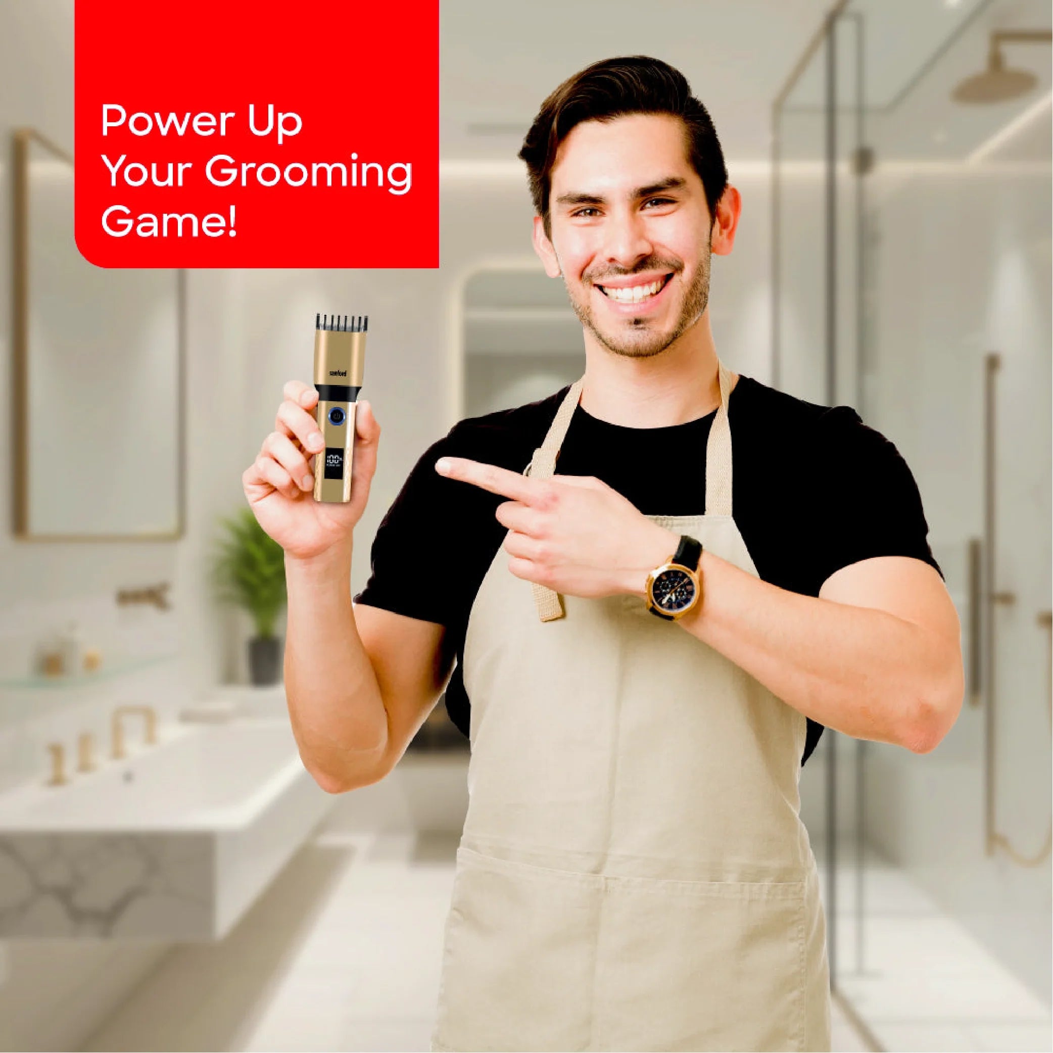 Sanford Hair Trimmer With Digital Display 7 Length Settings and Carbon Steel Blades - SF1953HC Sanford KSA