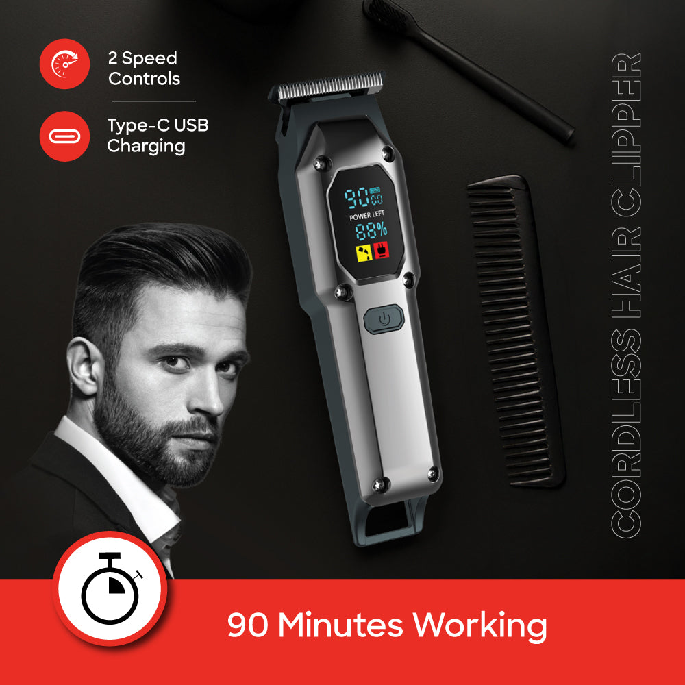 Sanford Rechargeable Hair Clipper 7000 RPM Stainless Steel Blade LED Display 90 Min - SF1953HC Sanford KSA