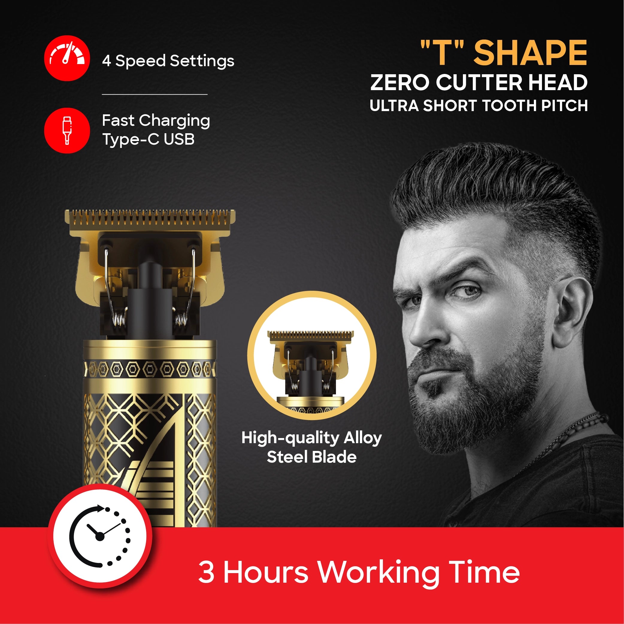 Sanford T-Blade Trimmer with 180 Min Runtime Digital Display and High-Torque Copper Motor for Sharp Edges - SF1954HC Sanford KSA