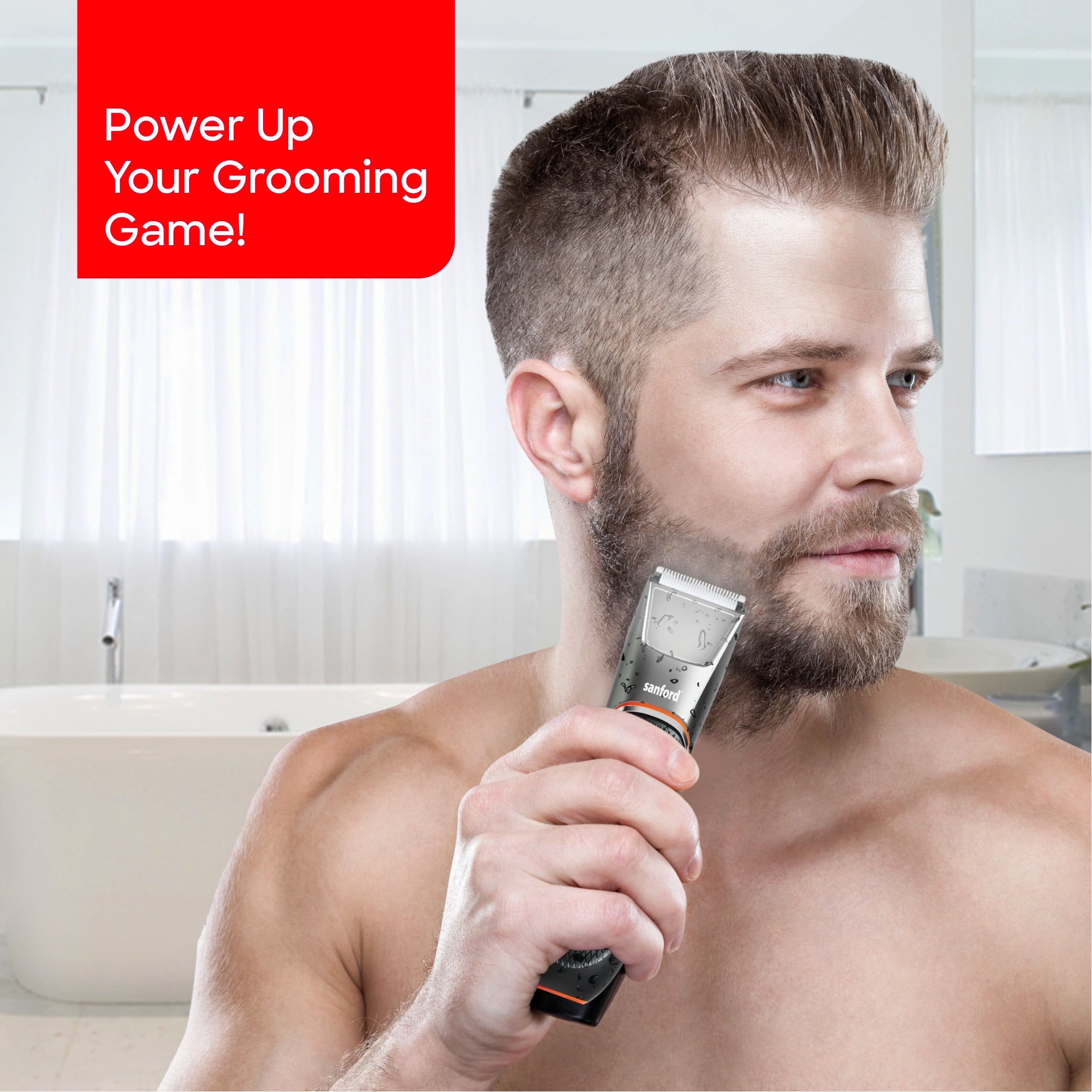 Sanford Hair Trimmer with 120 Min Runtime IPX6 Waterproof Stainless Steel Blade and Type-C Fast Charging - SF1956HC