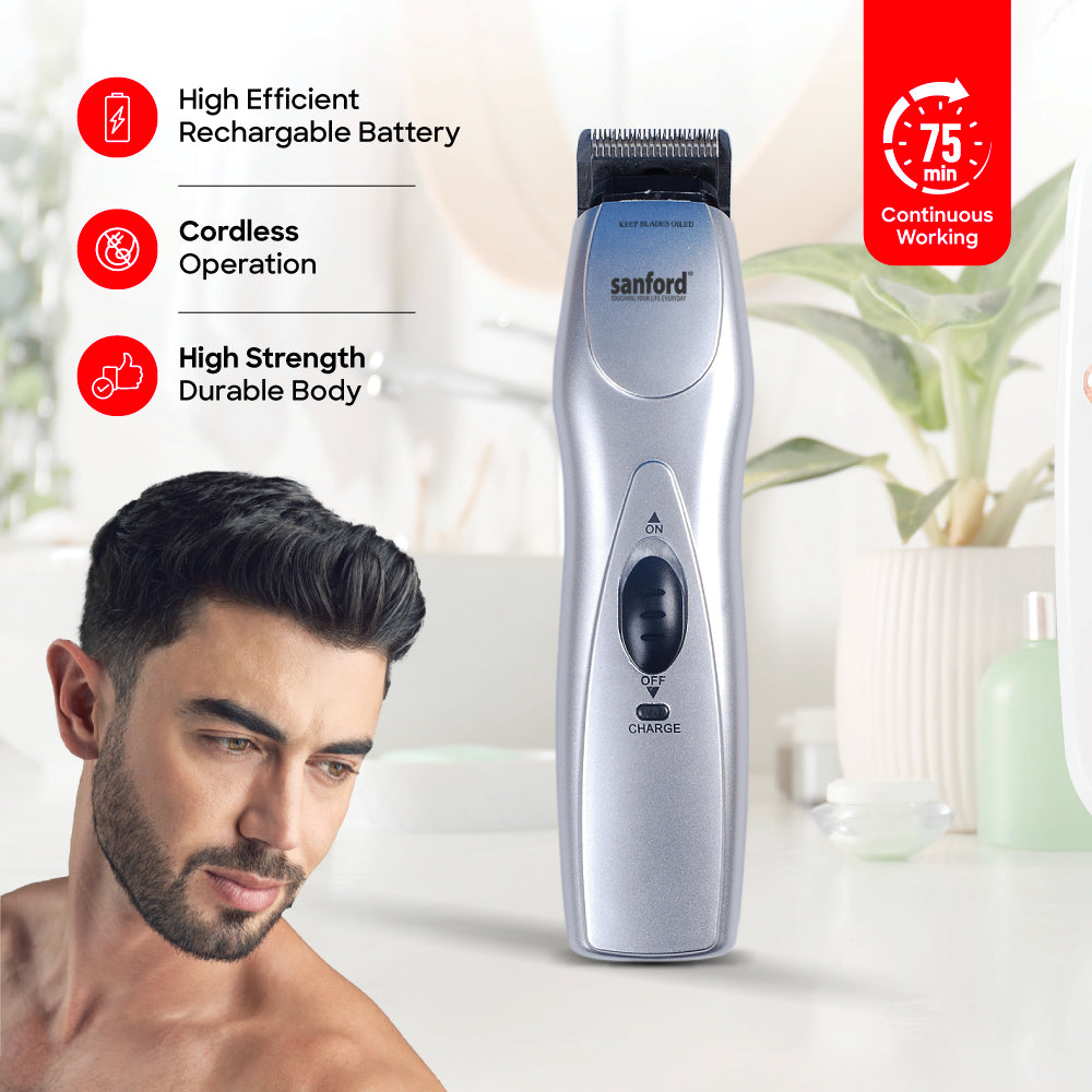 Sanford Hair & Beard Trimmer with 75 Min Runtime High-Speed Motor and Stainless Steel Grooming Blade - SF1957HC Sanford KSA