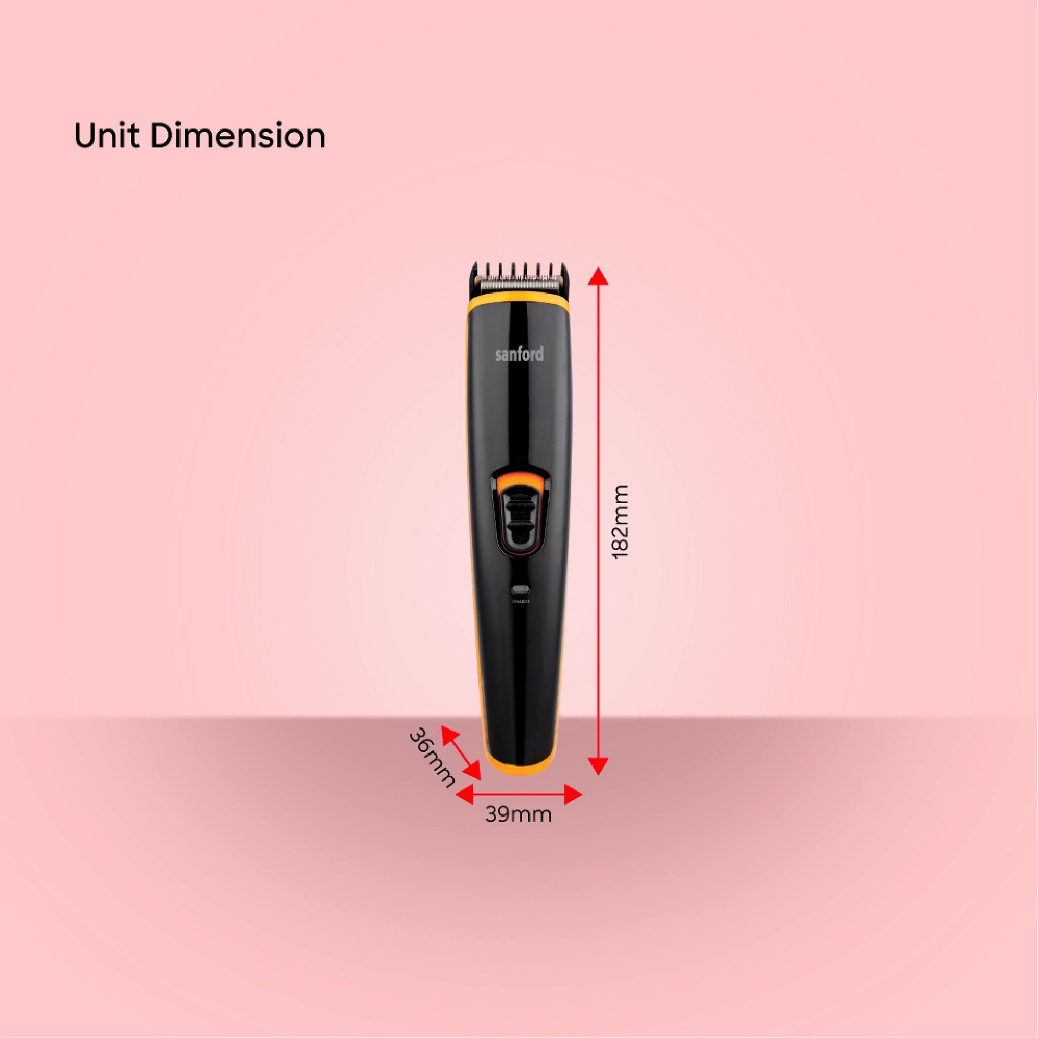 Sanford Hair Trimmer with 75 Min Runtime Type-C Charging Stainless Steel Blade and 5-Level Adjustable Comb - SF1968HC Sanford KSA