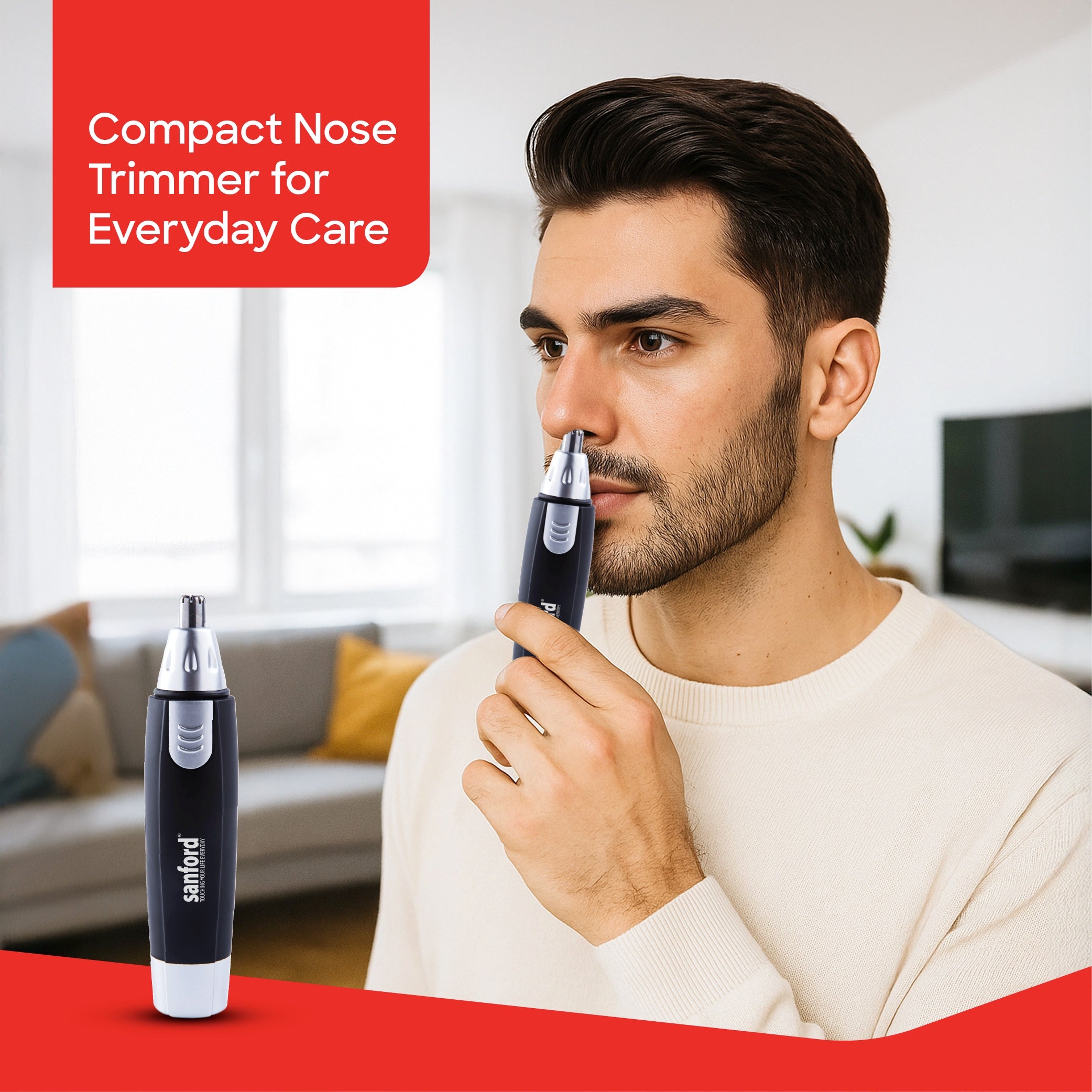 Sanford Nose & Ear Trimmer with Precision Stainless Steel Blade Compact Grooming and Easy Daily Use - SF1997NT
