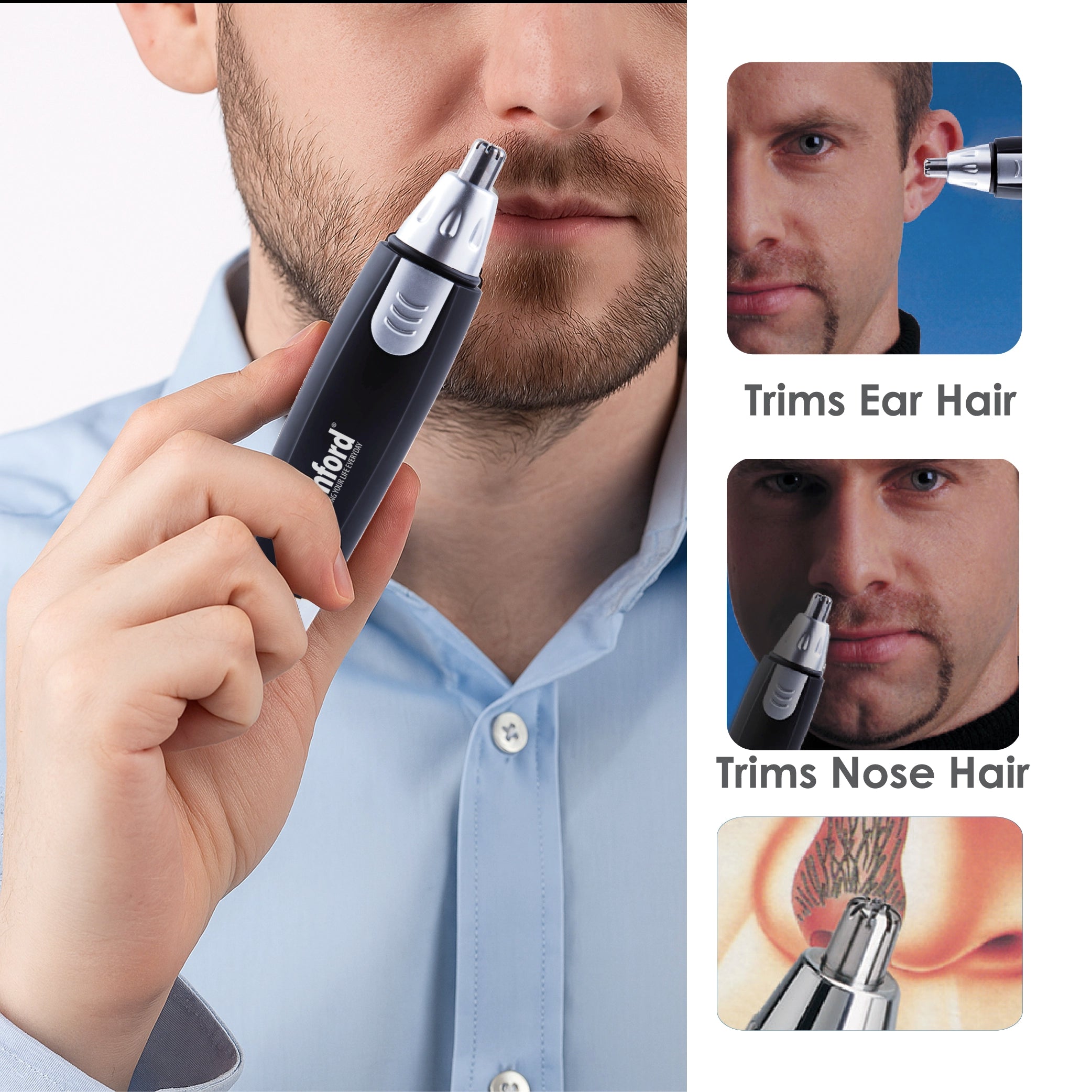 Sanford Nose & Ear Trimmer with Precision Stainless Steel Blade Compact Grooming and Easy Daily Use - SF1997NT Sanford KSA