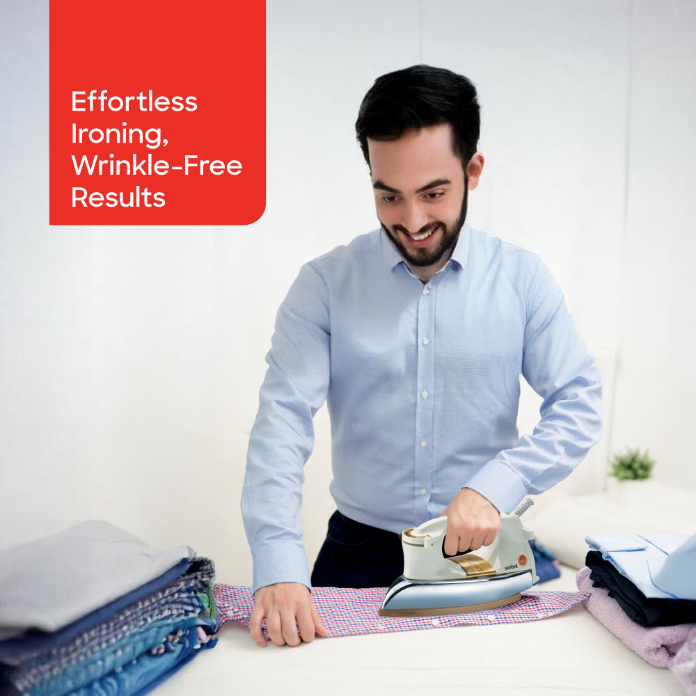 Sanford SF20DI iron golden ceramic soleplate close-up detail