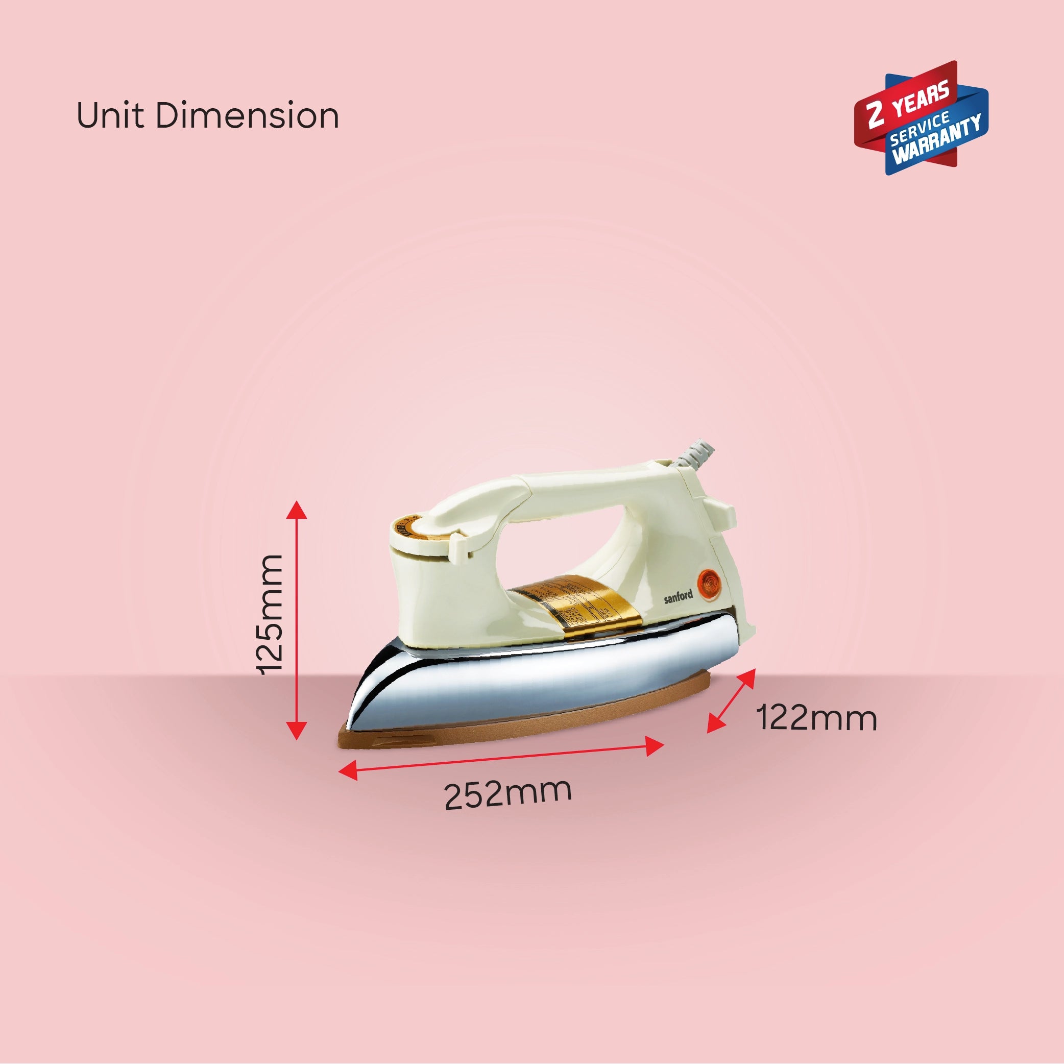 Sanford Dry Iron Heavy Weight 1100W with Golden Ceramic Soleplate- SF21DI Sanford KSA