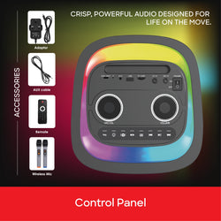 Sanford Rechargeable Portable Speaker with Wireless Mics and RGB Lights - SF2257RPS