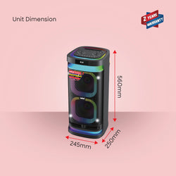 Sanford Rechargeable Portable Speaker with Wireless Mics and RGB Lights - SF2257RPS