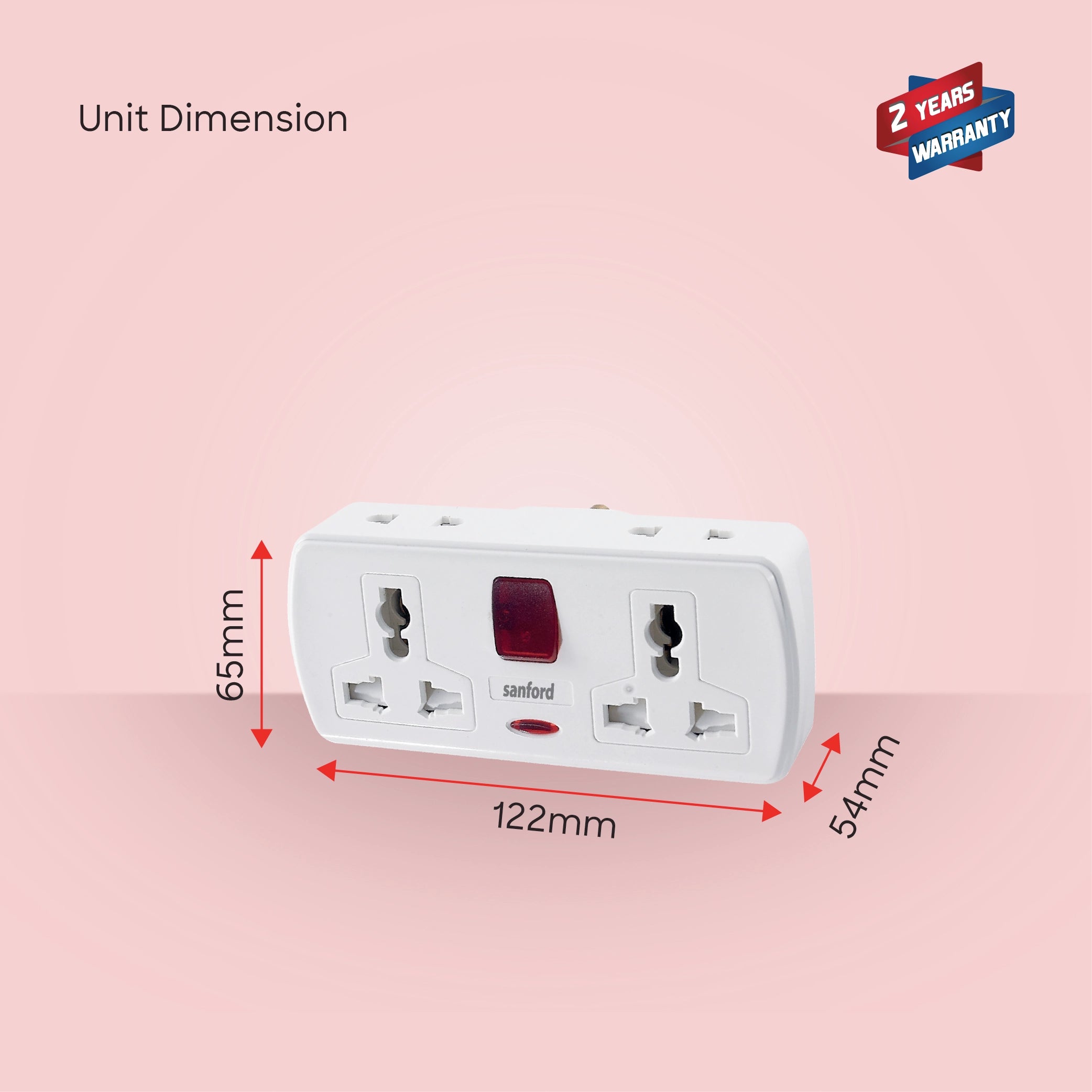 Sanford 2-Way Universal Extension Socket Power Adaptor with LED Switch - SF2300ES Sanford KSA