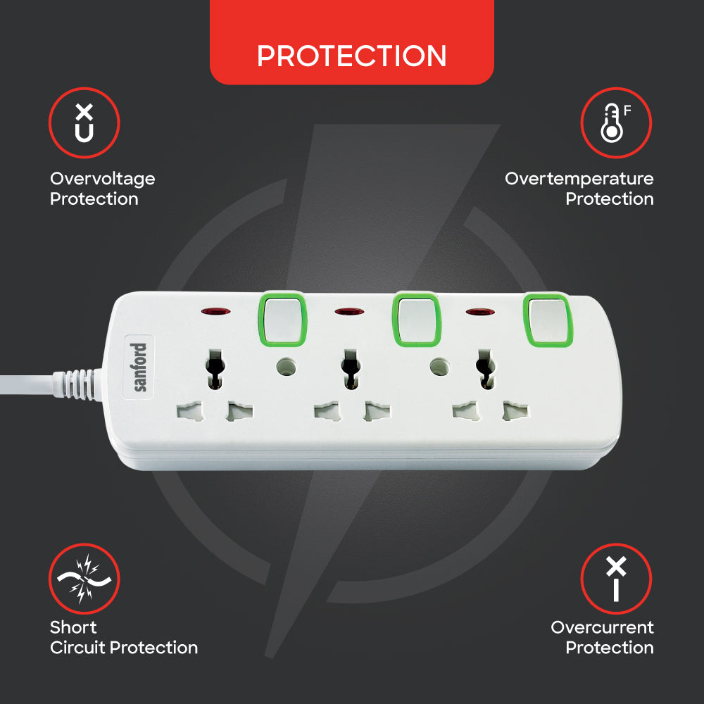 Sanford SF2301ES extension socket 3 meter cable length display