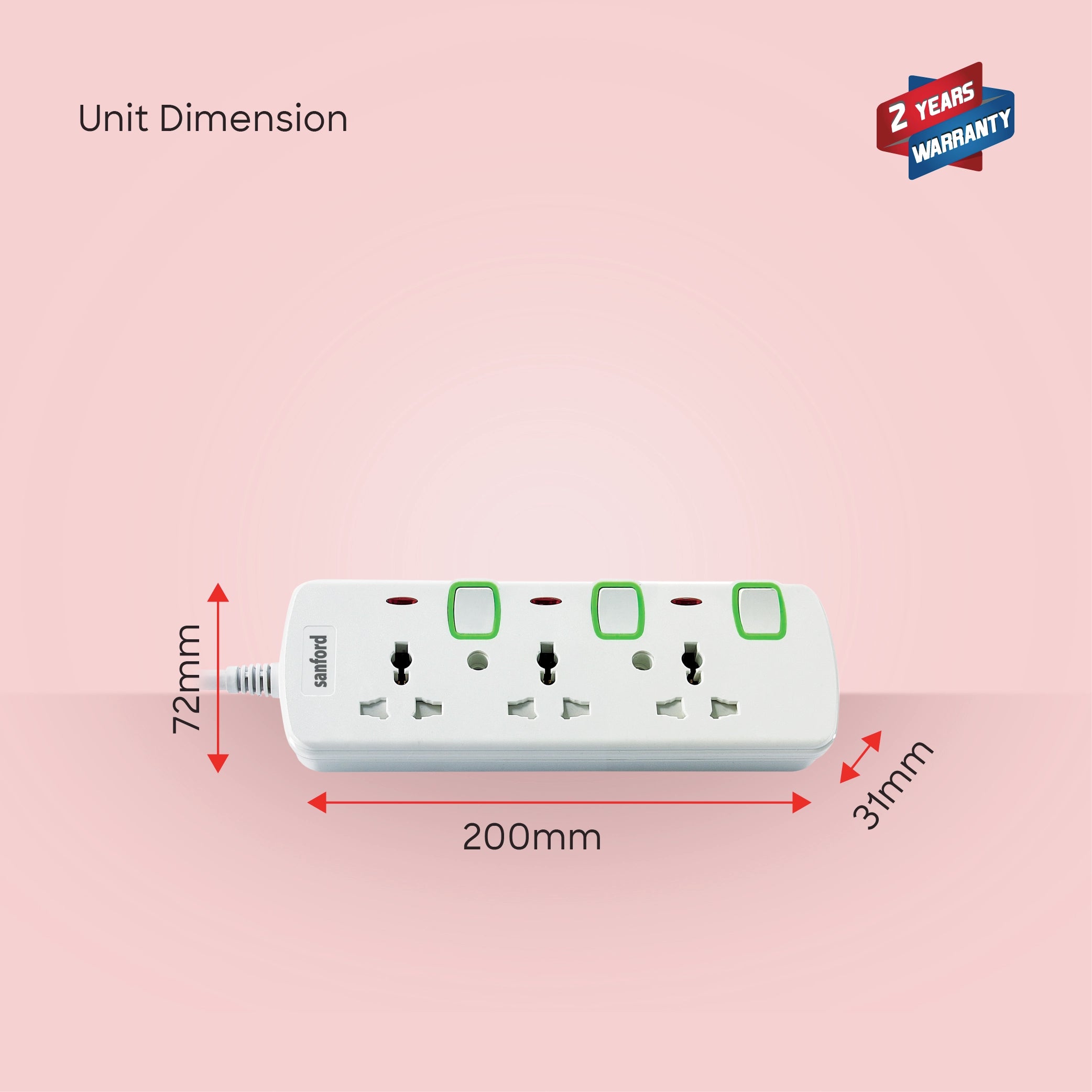 Sanford 3-Way Universal Extension Socket with Individual Switches and 3 Meter Cable - SF2301ES Sanford KSA