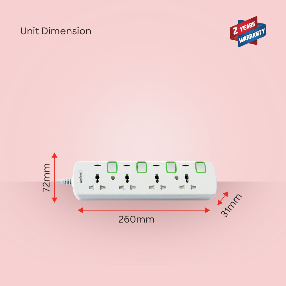Sanford SF2302ES 4-way extension socket in use demonstration