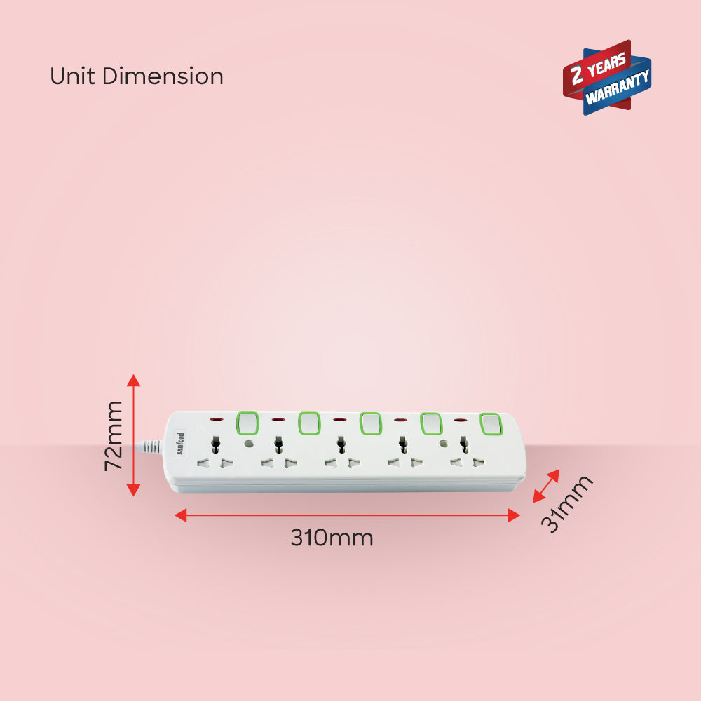 Sanford SF2303ES 5-way extension socket in use demonstration