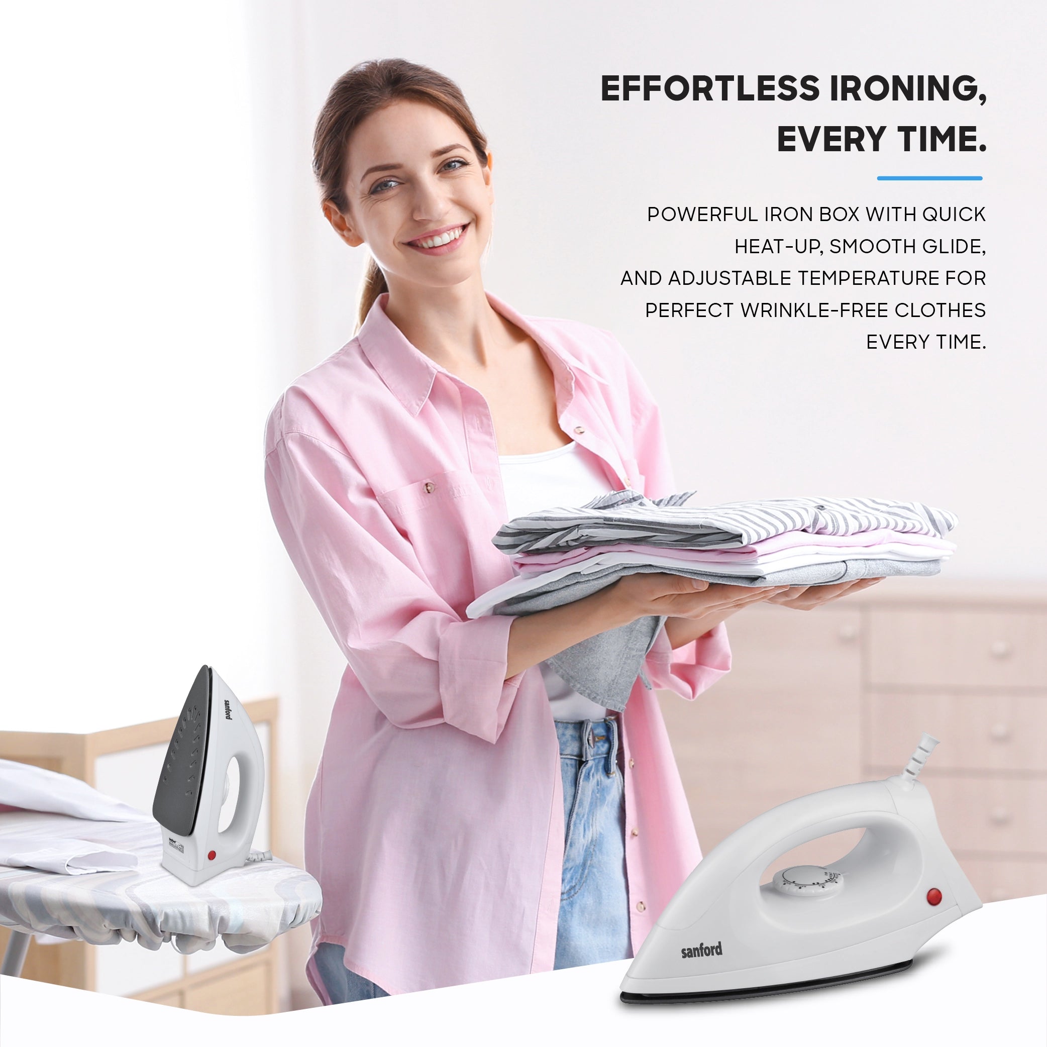Sanford Dry Iron 1200W Light Weight with Non-Stick Soleplate and Easy Temperature Settings - SF23DI Sanford KSA