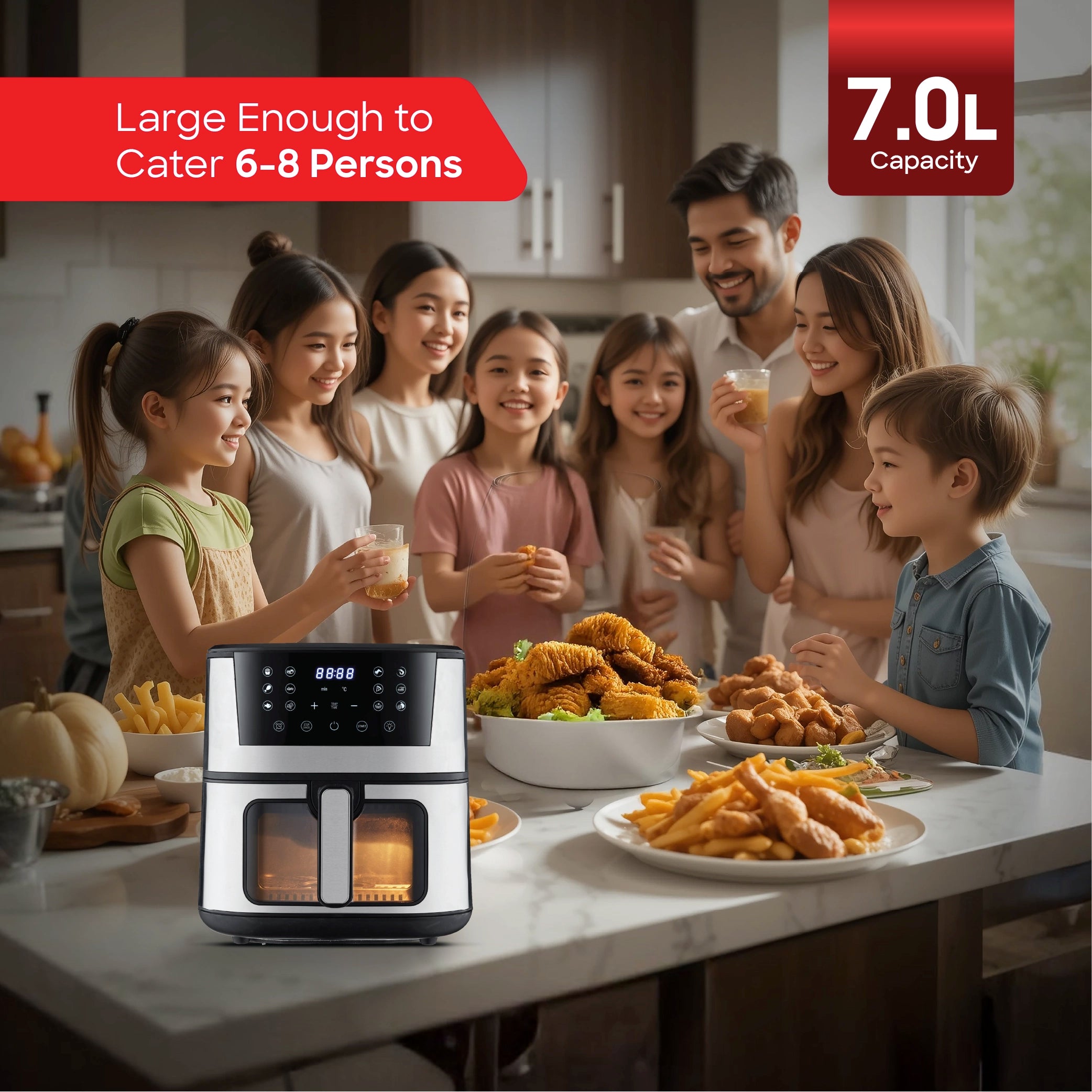 Sanford 7.0L Air Fryer with 12 Preset Cooking Modes and 1700W Power - SF2454AF Sanford KSA