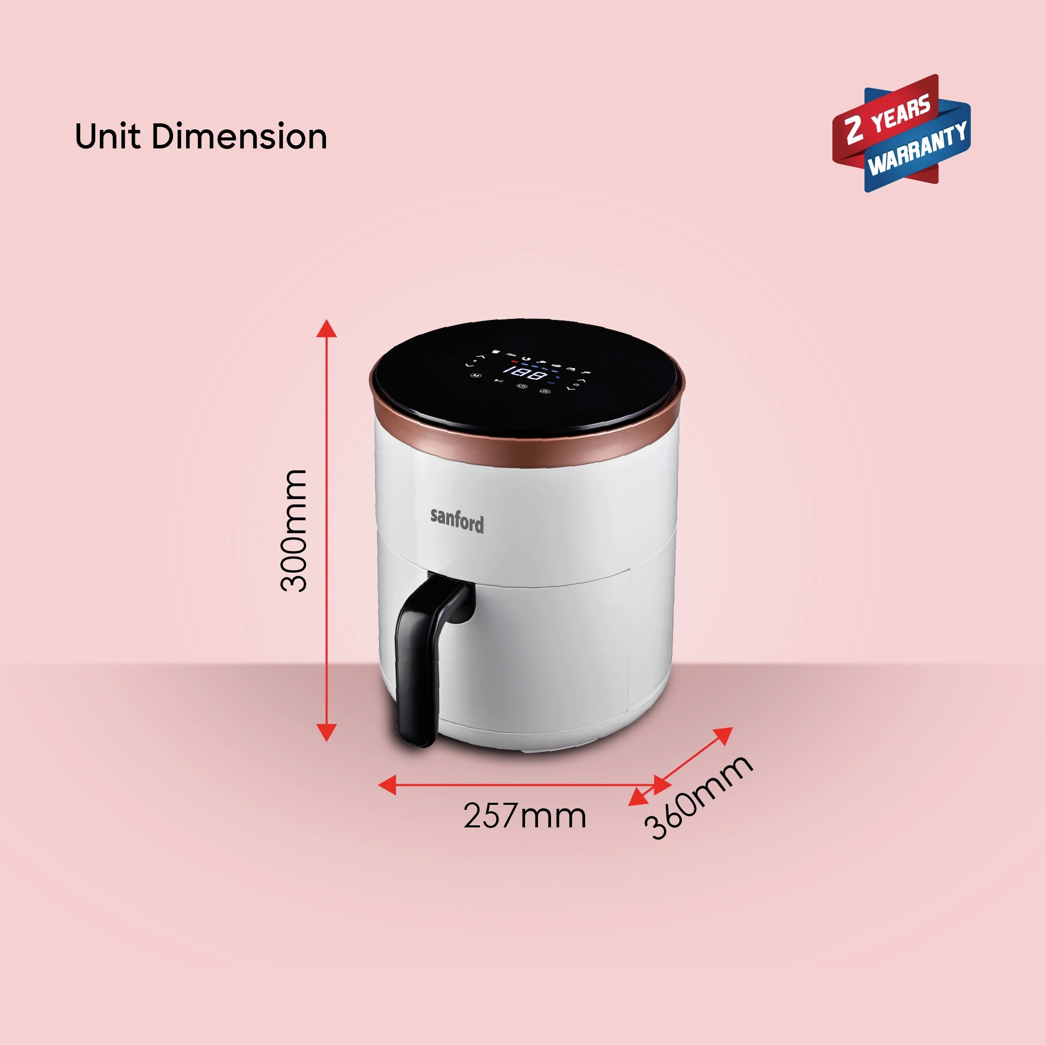 Sanford 4.0L Air Fryer with LED Display, 7 Preset Cooking Modes and 1200W Power - SF2455AF Sanford KSA