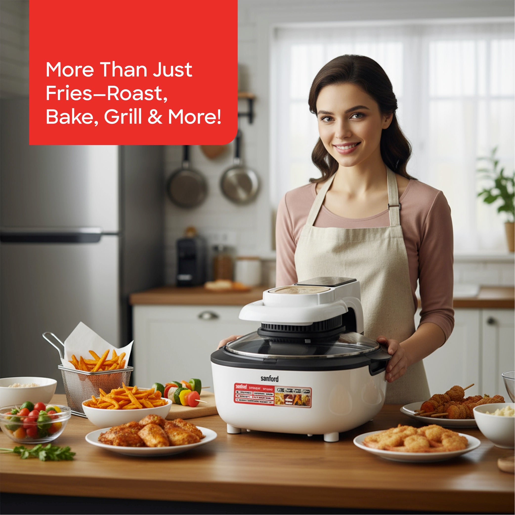 Sanford 5.0L Air Fryer with LED Touch Display, 8 Preset Cooking Modes and 1100W Power - SF2456AF Sanford KSA