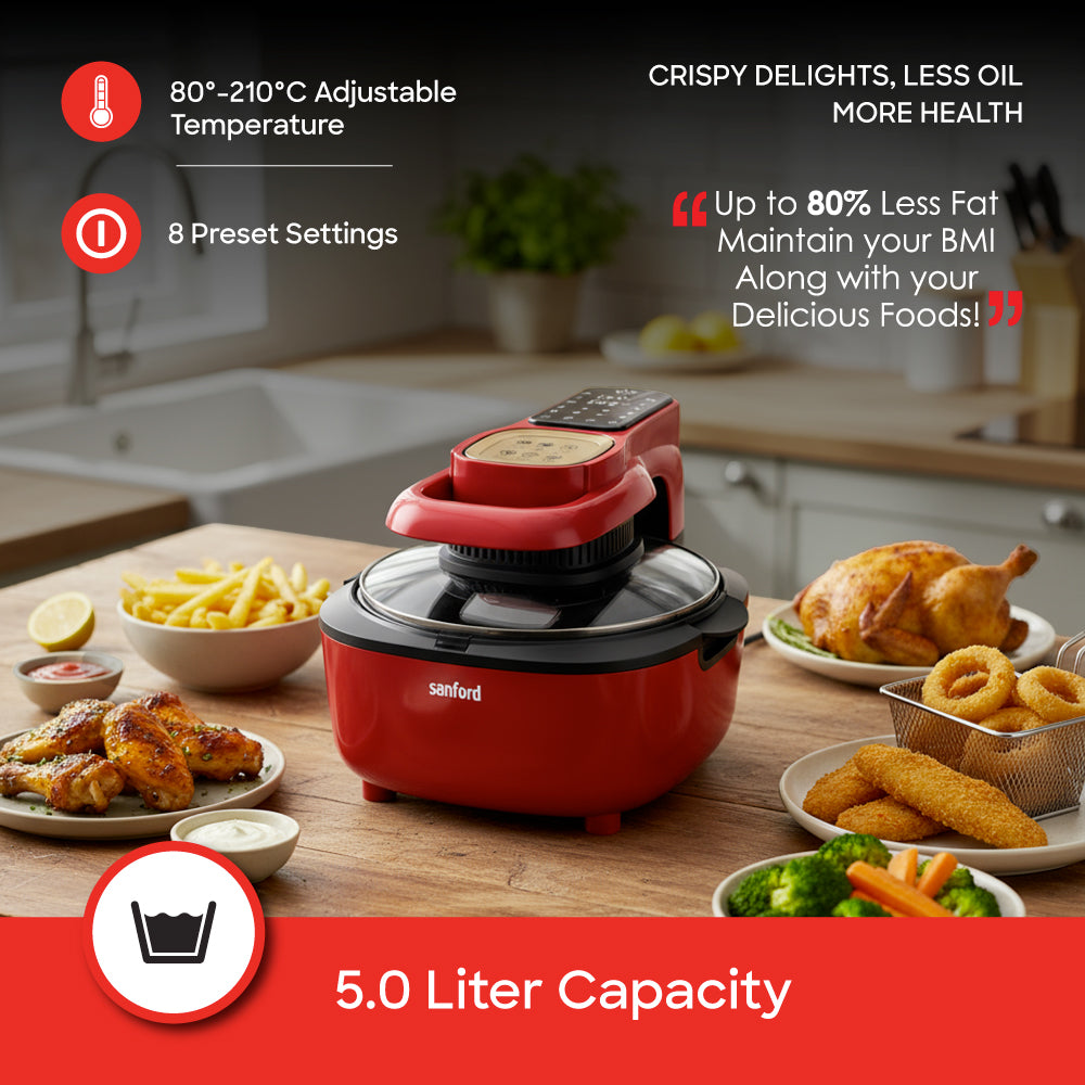 Sanford SF2456AF 5.0L fryer 8 preset cooking modes control panel