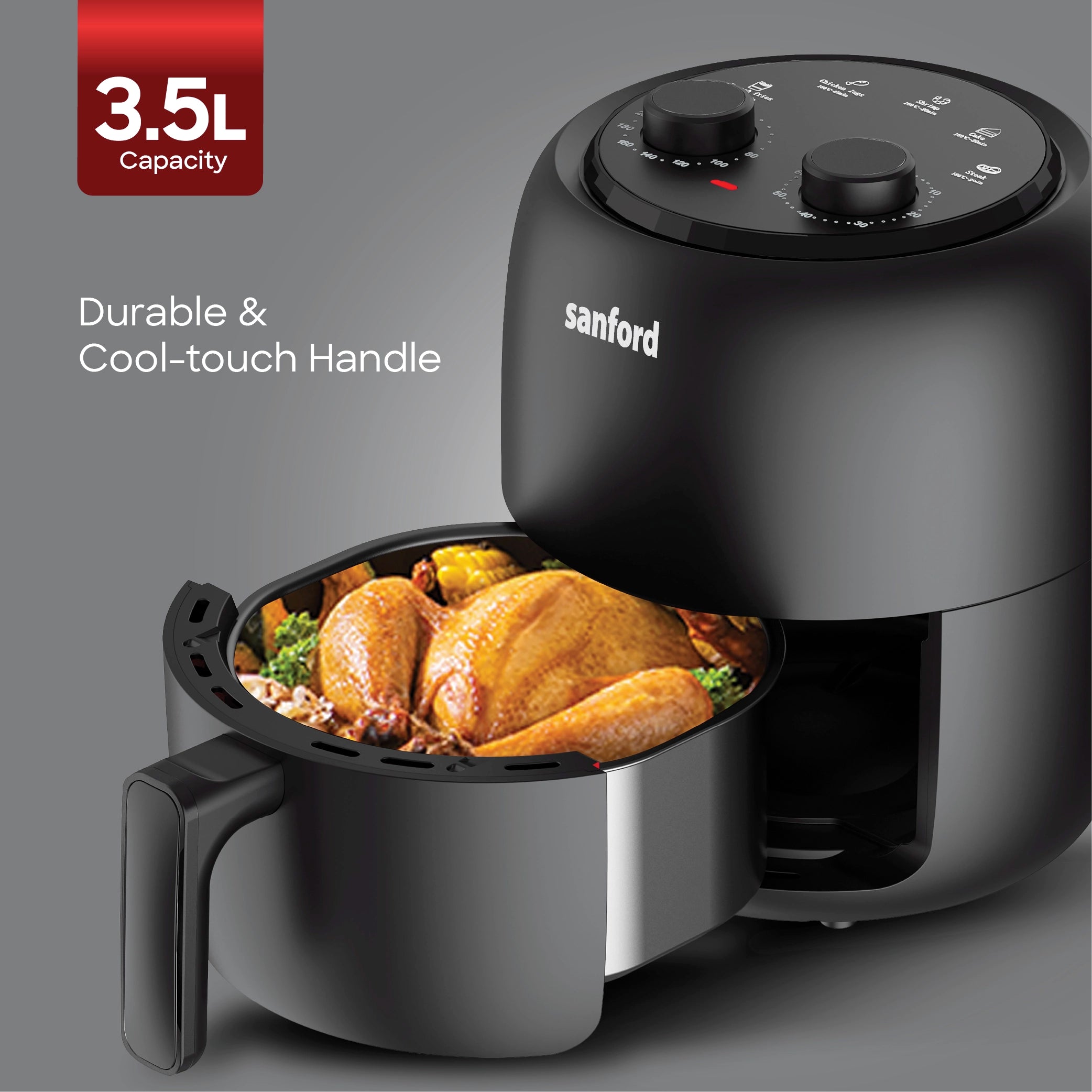 Sanford 3.5L Air Fryer with 5 Preset Cooking Modes and 1400W Power - SF2457AF Sanford KSA