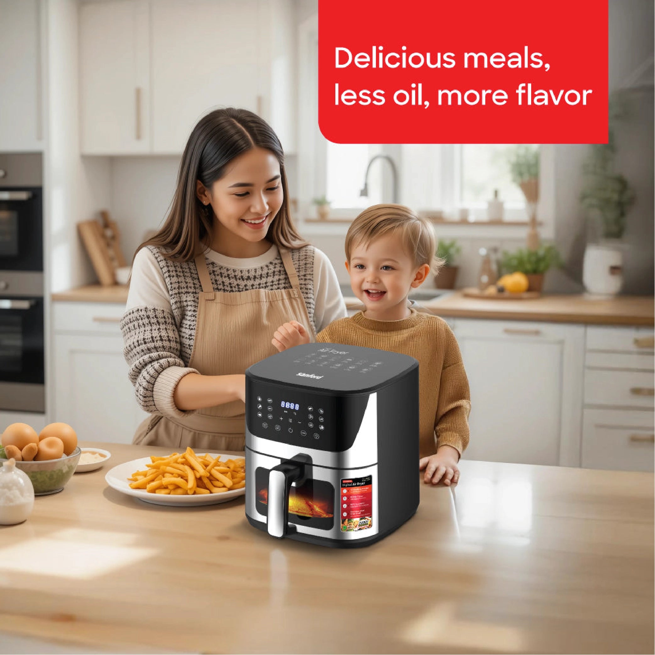 Sanford 10.0L Double Heating Air Fryer with 12 Preset Cooking Modes and 2200W Power - SF2460AF