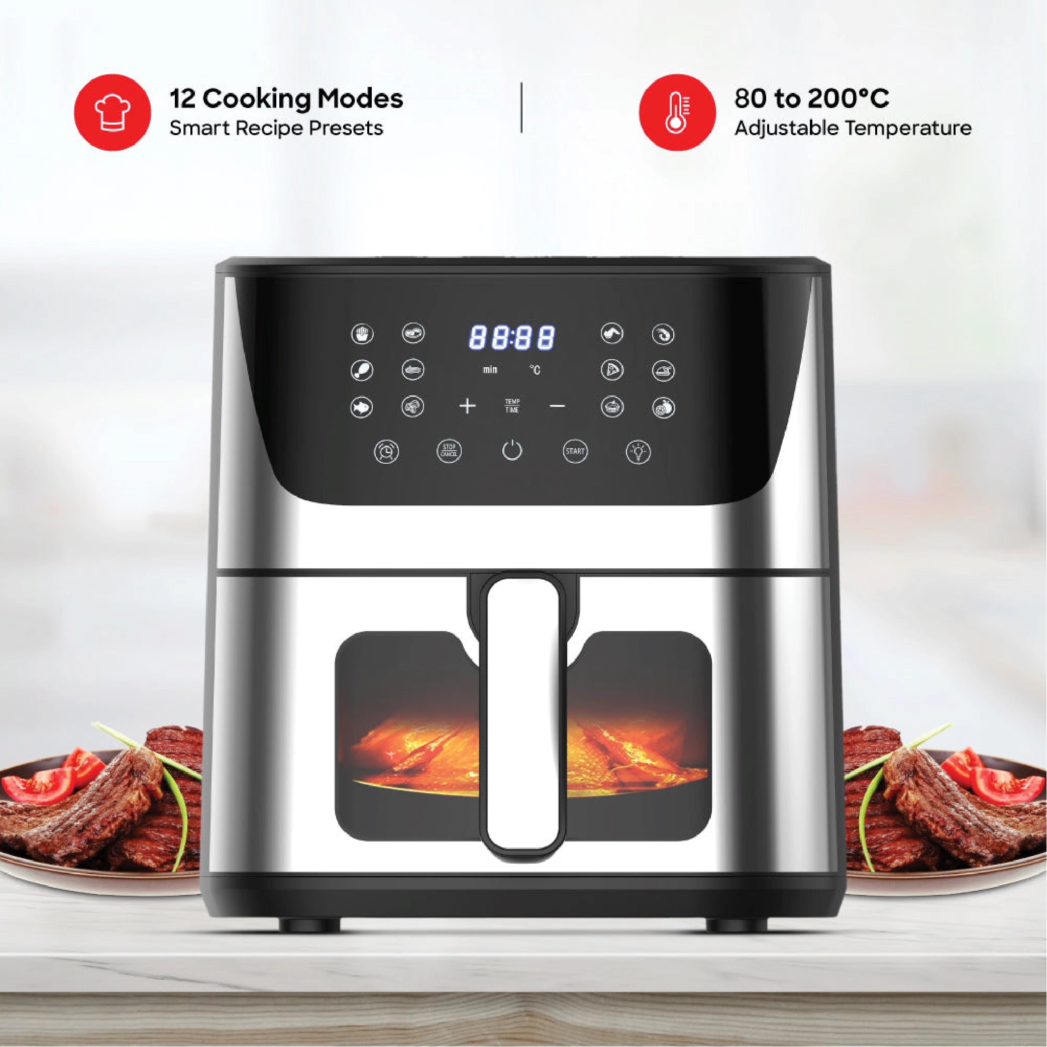 Sanford 10.0L Double Heating Air Fryer with 12 Preset Cooking Modes and 2200W Power - SF2460AF Sanford KSA