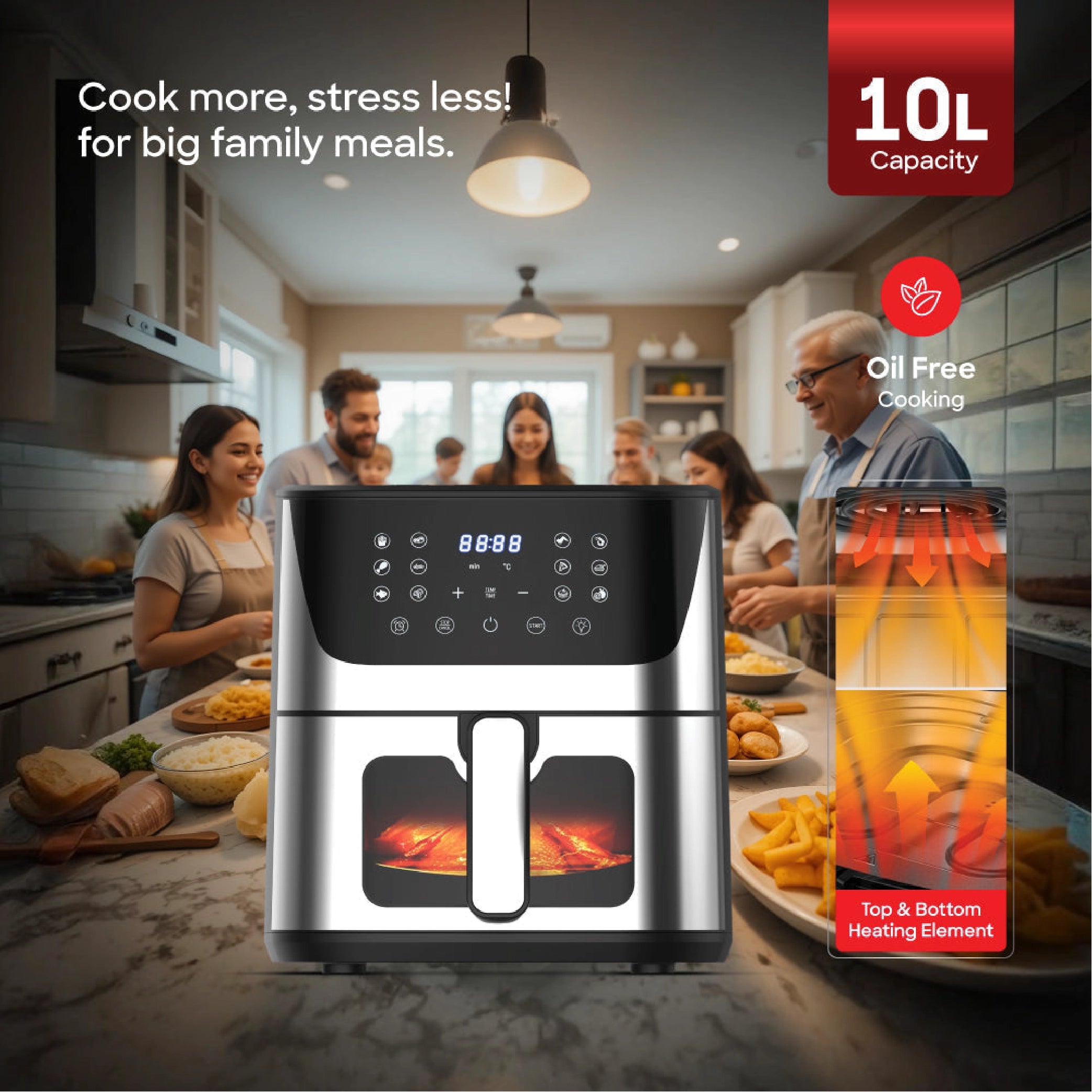 Sanford 10.0L Double Heating Air Fryer with 12 Preset Cooking Modes and 2200W Power - SF2460AF Sanford KSA