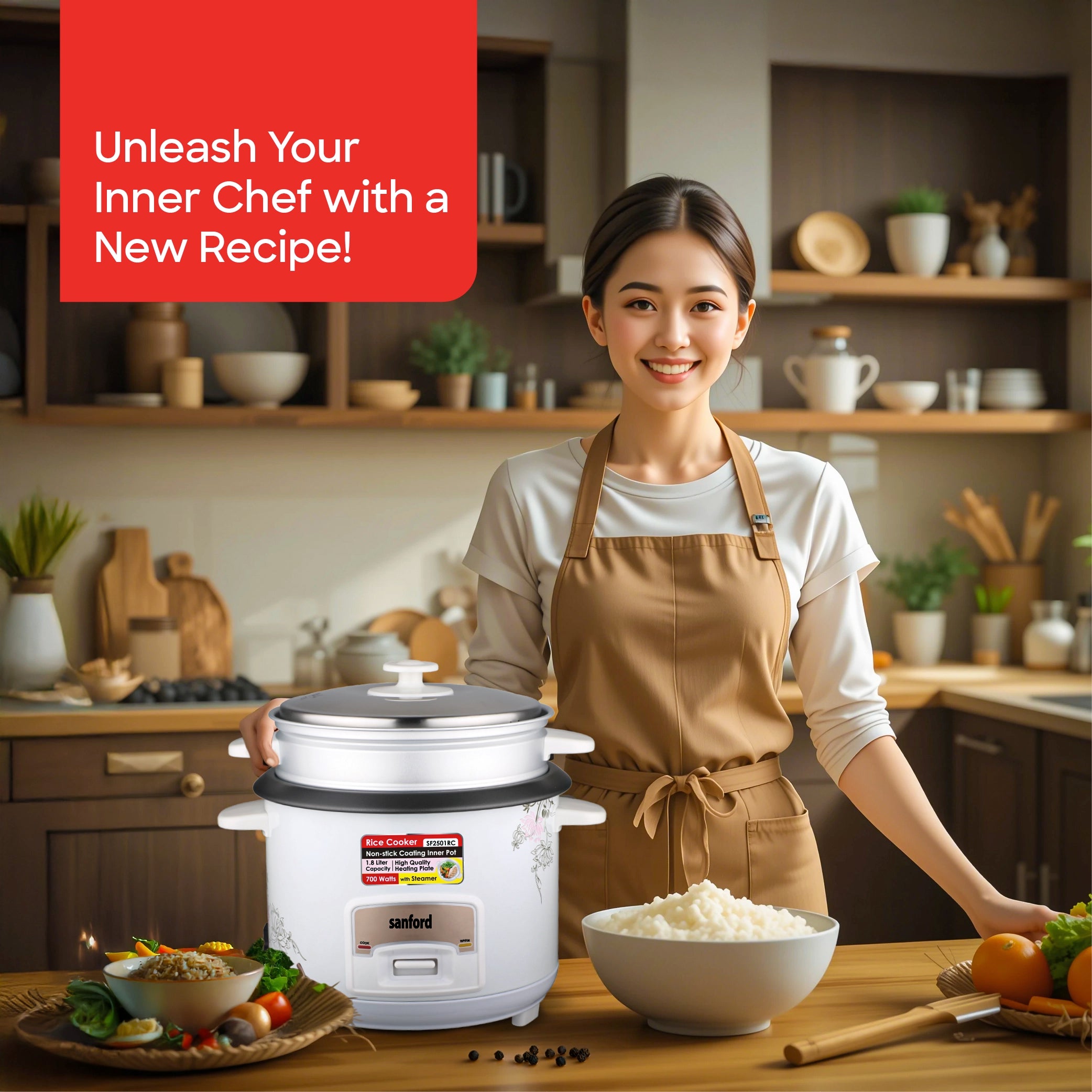 Sanford Rice Cooker 1.8L 700W with Non-Stick Inner Pot and Keep Warm - SF2501RC Sanford KSA