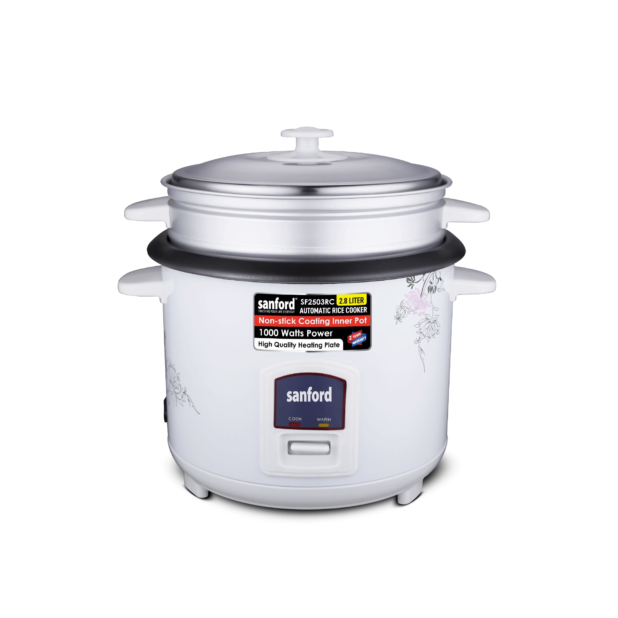 Sanford Rice Cooker 2.8L 1000W with Non-Stick Inner Pot, Stainless Steel Lid and Keep Warm - SF2503RC Sanford KSA
