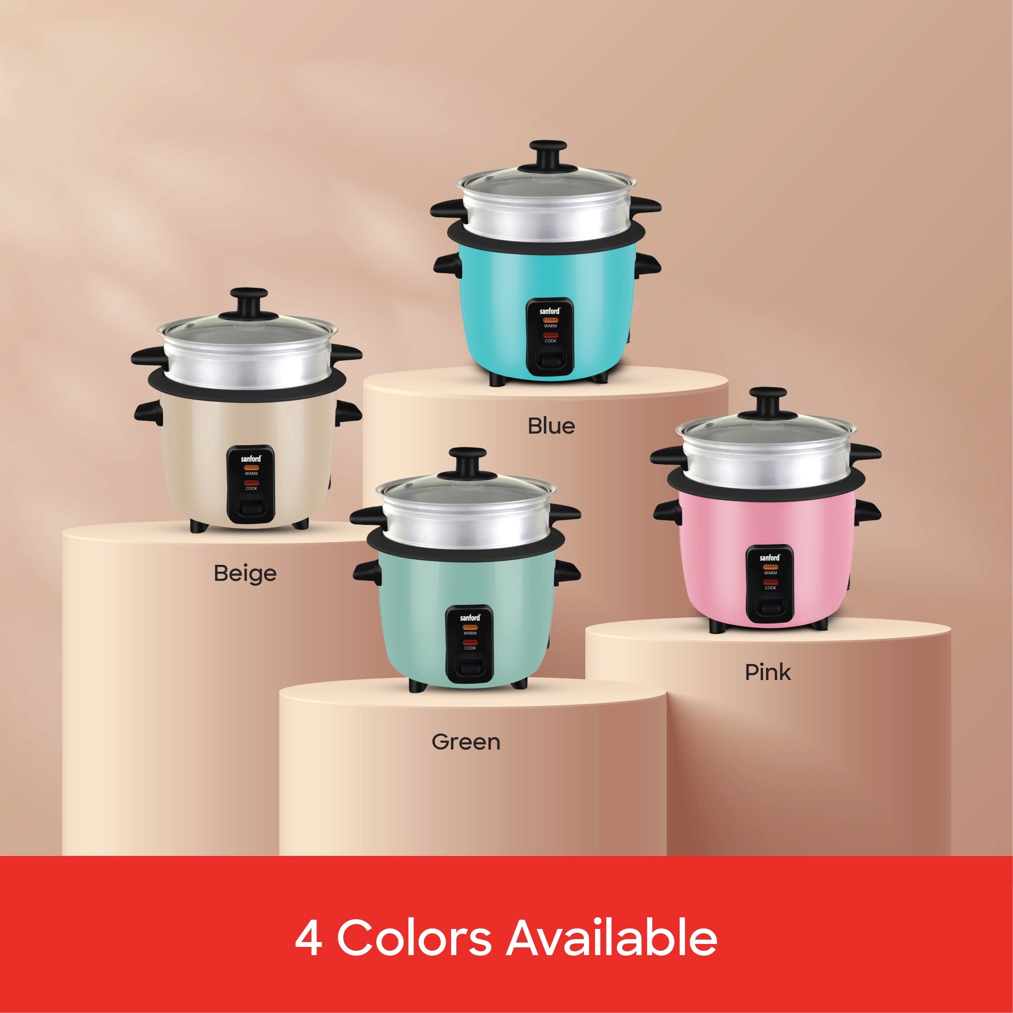 Sanford Rice Cooker 1.0L with Non-Stick Inner Pot, Stainless Steel Lid and Keep Warm - SF2511RC Sanford KSA