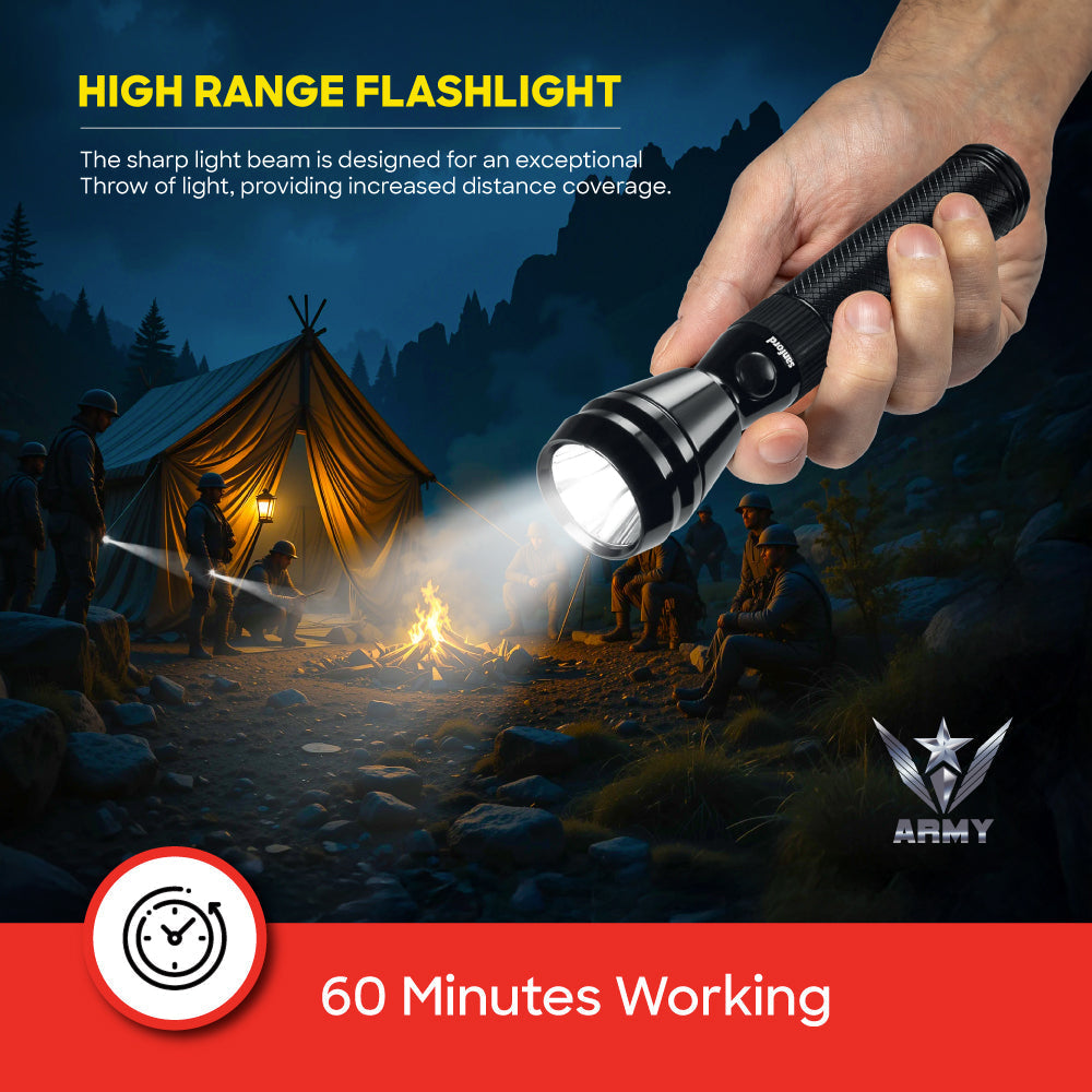 Sanford SF2637SL flashlight charging port and controls