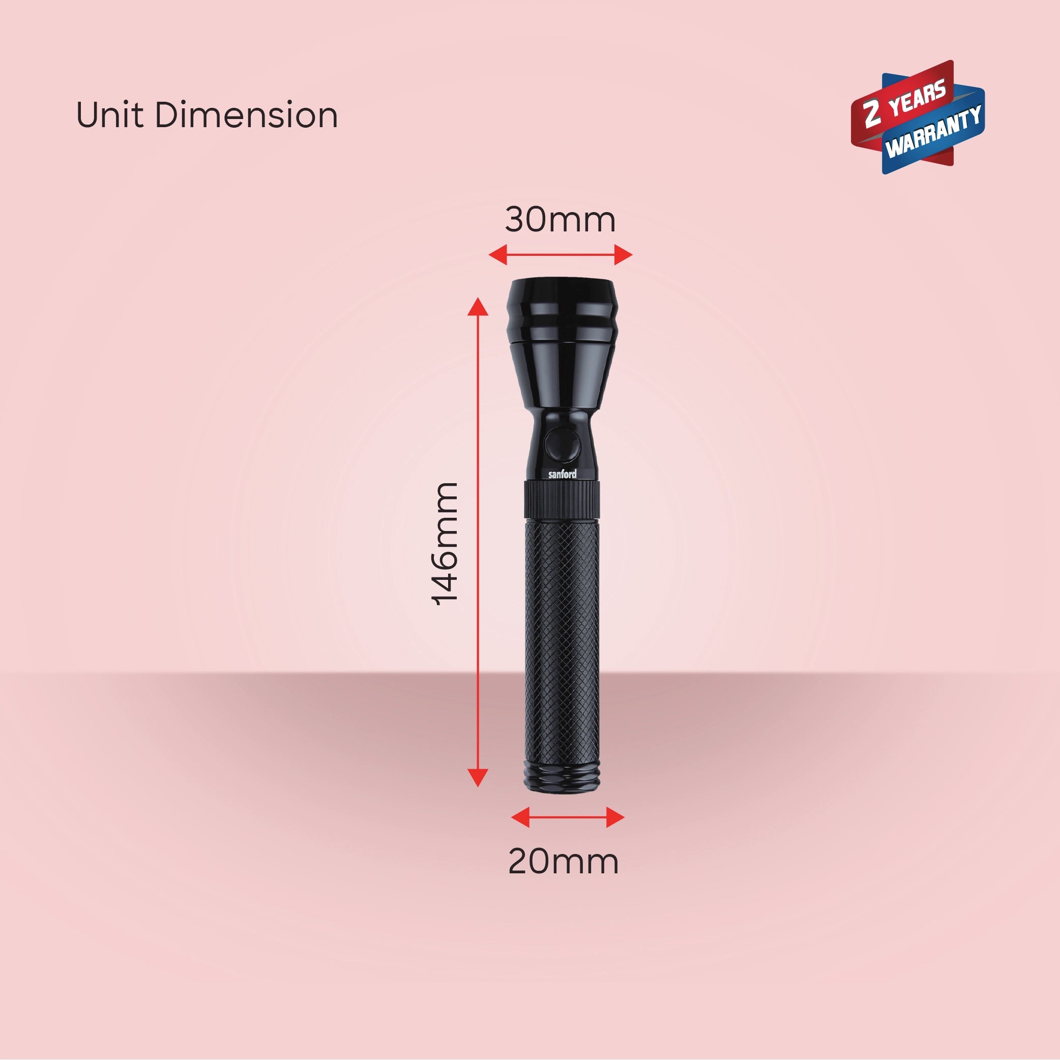 Sanford LED Flashlight Torch 5W Rechargeable Army Series 900m Range Durable CREE Beam - SF2637SL Sanford KSA