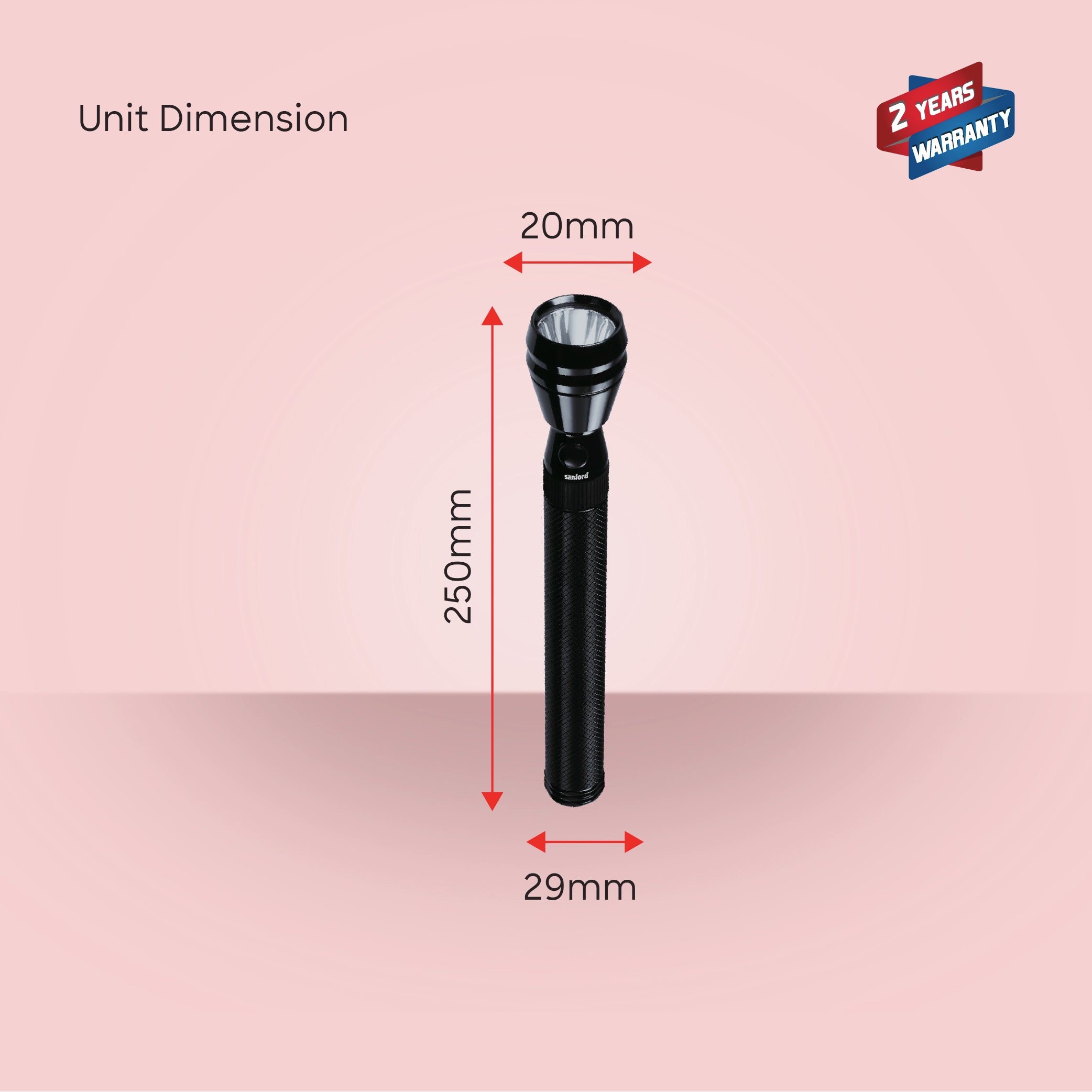 Sanford LED Flashlight Torch 5W Rechargeable Army Series 1000m Range Outdoor CREE Beam - SF2638SL Sanford KSA