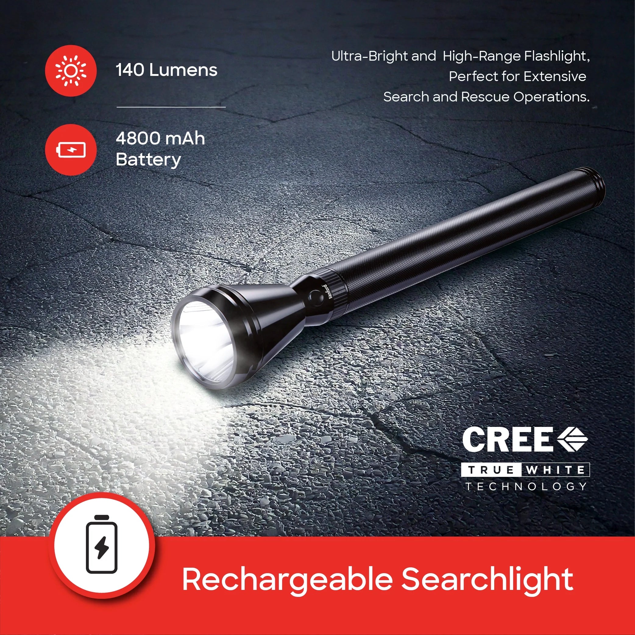 LED flashlight 3W 2100m range 7 hour runtime sanford 3