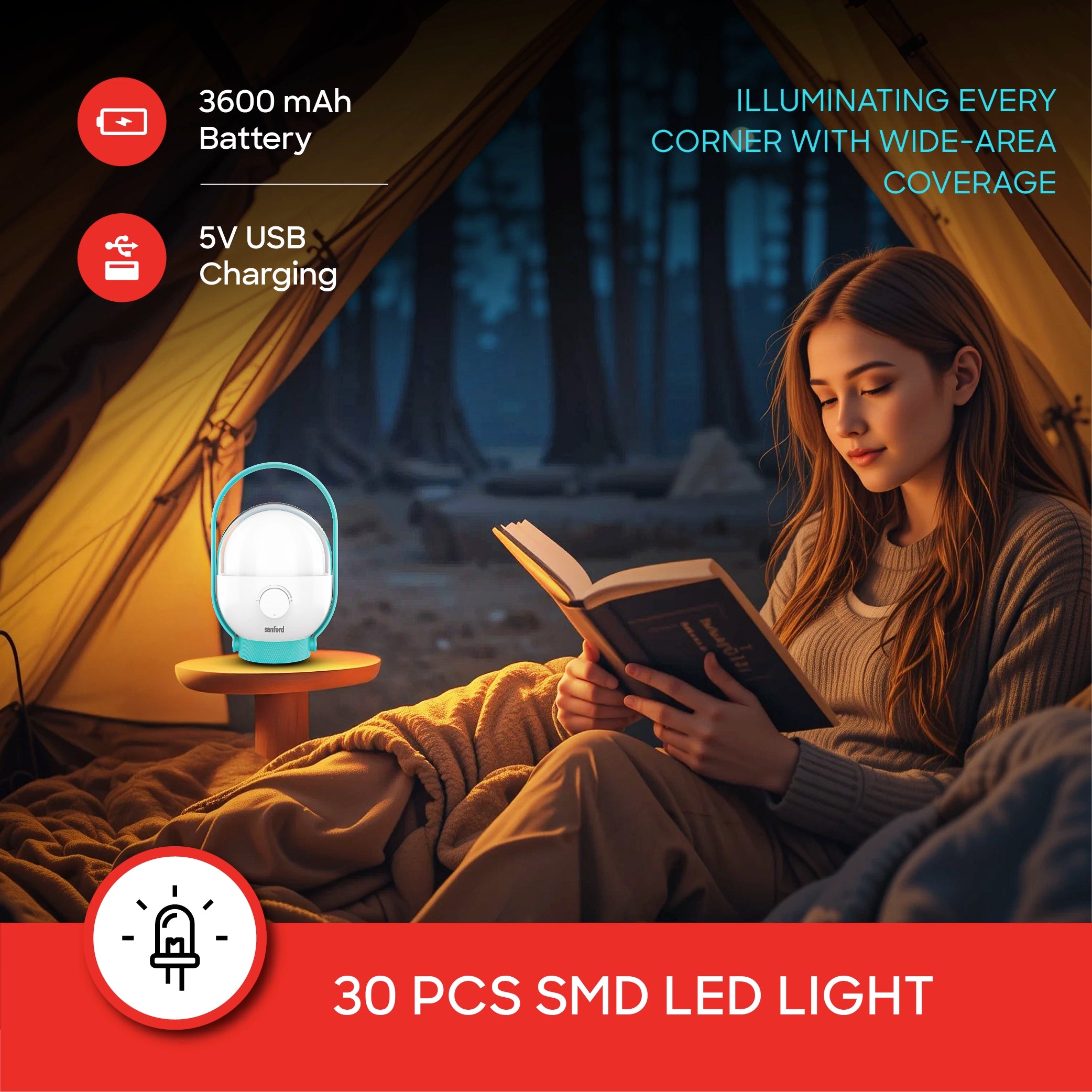 Sanford LED Emergency Lamp Rechargeable 360° Light with USB Charging - SF2731EL Sanford KSA