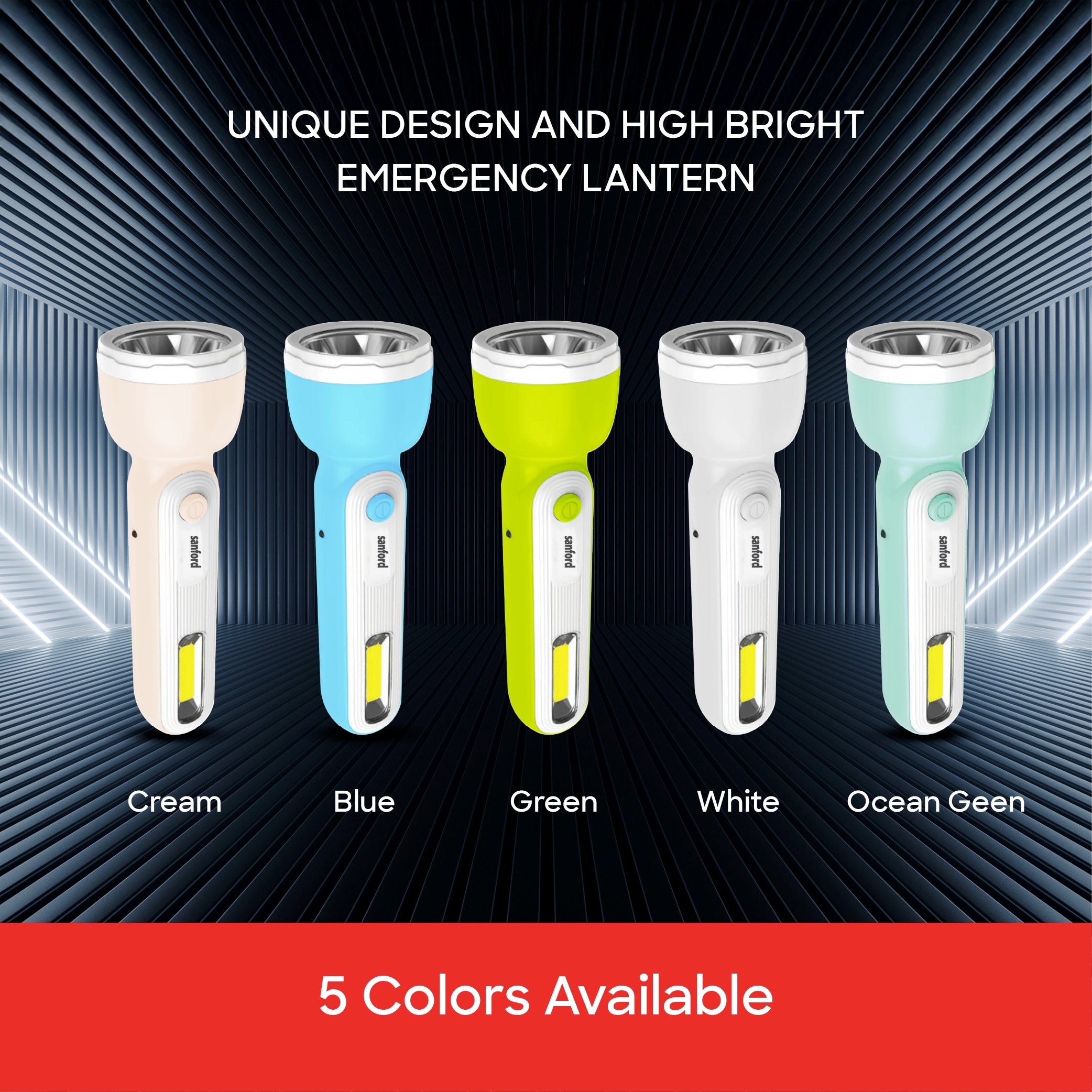 Sanford LED Flashlight Torch 3W Rechargeable USB COB LED 1500mAh Portable Lighting - SF2665SL Sanford KSA