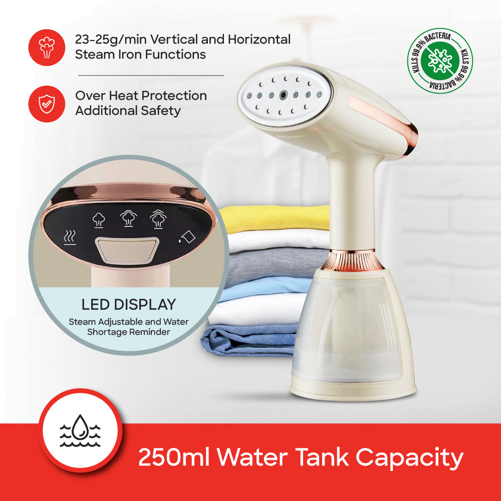 Sanford SF2904GS garment steamer control panel and settings