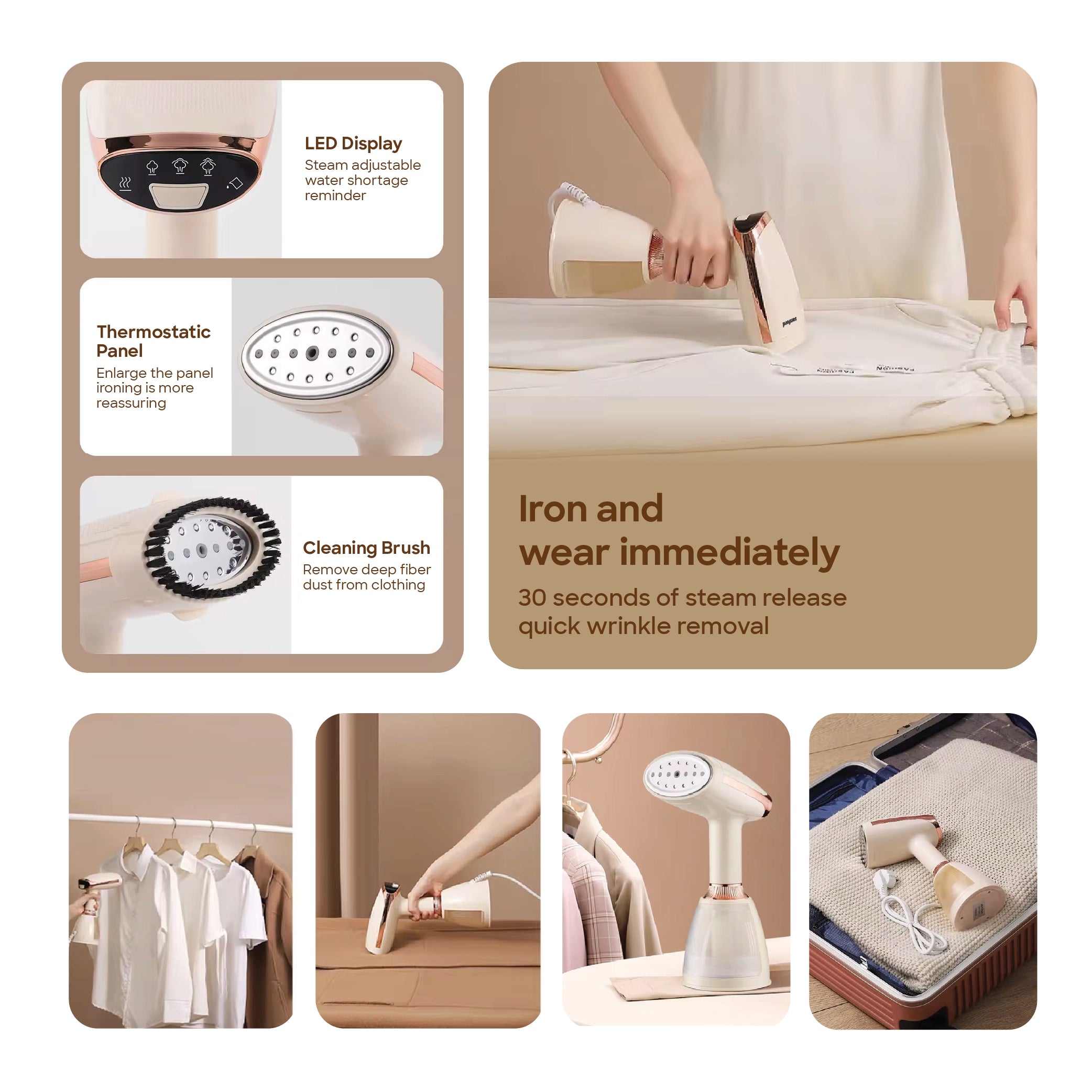 Sanford Handheld Garment Steamer 1640W with 3-Level Steam Control and 250ml Water Tank - SF2904GS Sanford KSA