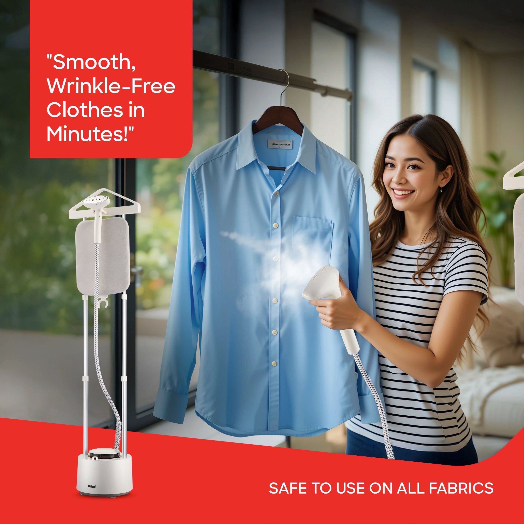 Sanford Garment Steamer with Stainless Steel Plate and Built-In Ironing Board - SF2912GS Sanford KSA