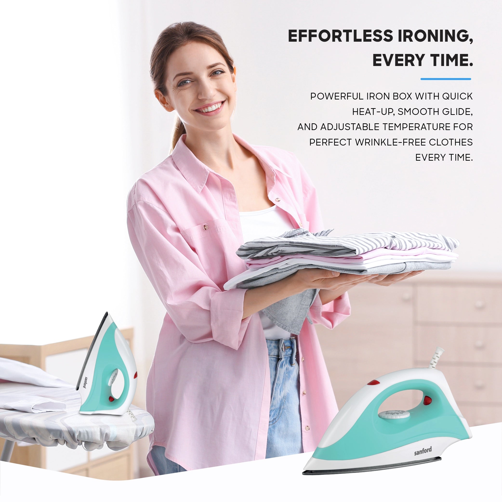 Sanford Dry Iron 1400W with Non-Stick Soleplate and Adjustable Temperature Control - SF29DI Sanford KSA