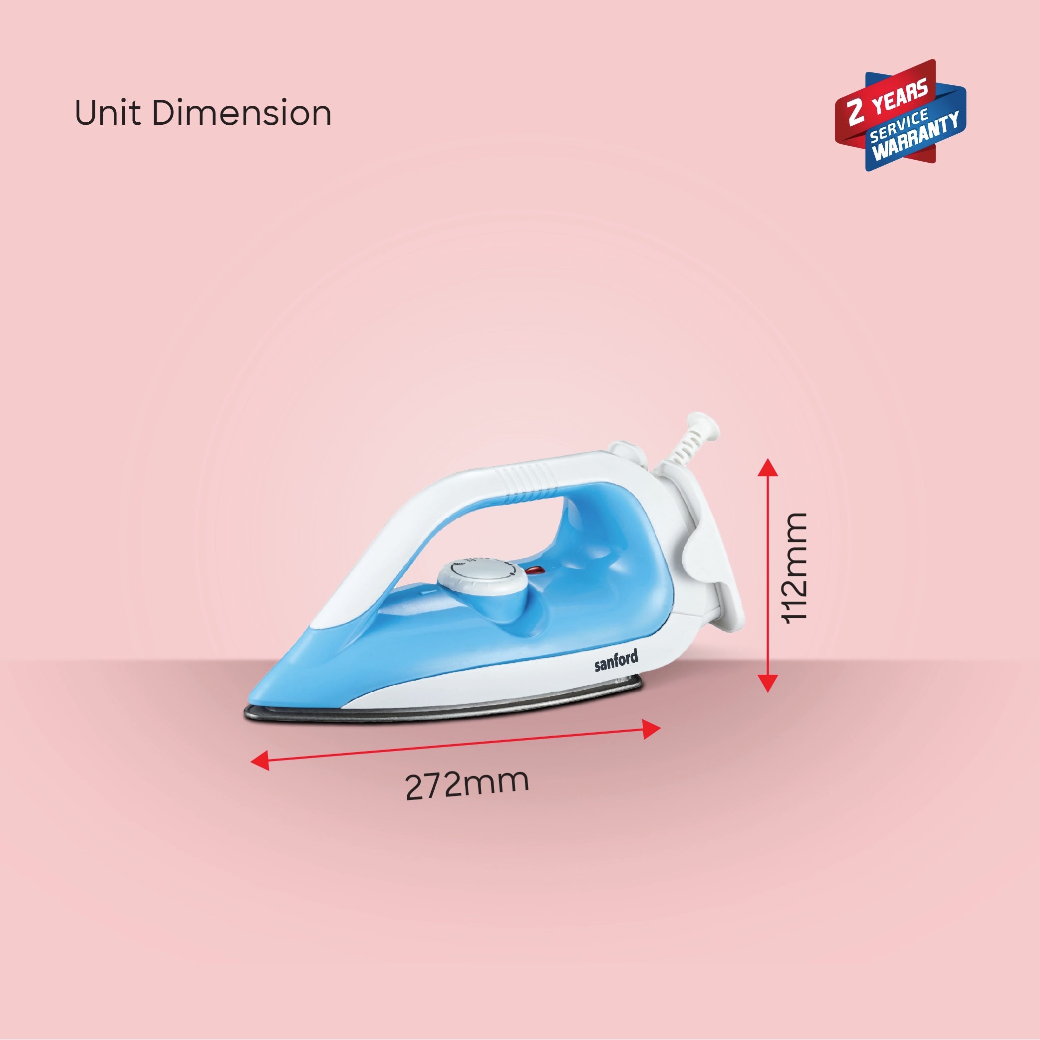 Sanford Dry Iron Heavy Weight 1100W with Non-Stick Soleplate, Adjustable Heat Control - SF30DI Sanford KSA