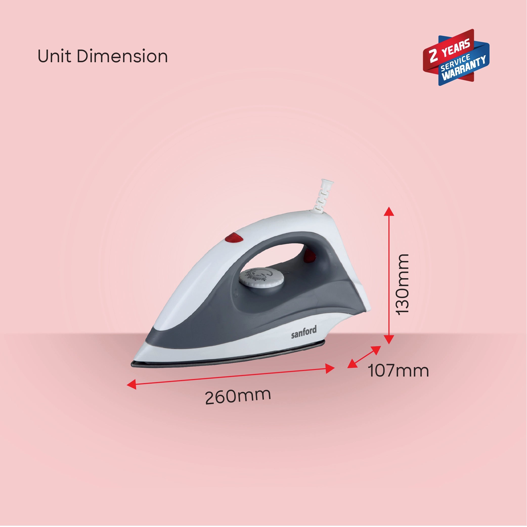 Sanford Dry Iron 1400W with Non-Stick Soleplate and Adjustable Temperature Control - SF29DI Sanford KSA